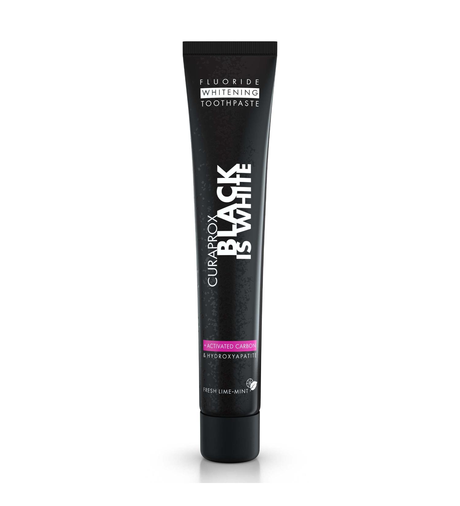 Curaprox Black is White Toothpaste - Activated Carbon Whitening for Bright Teeth | 90 ml - Buy Online on GoSupps.com