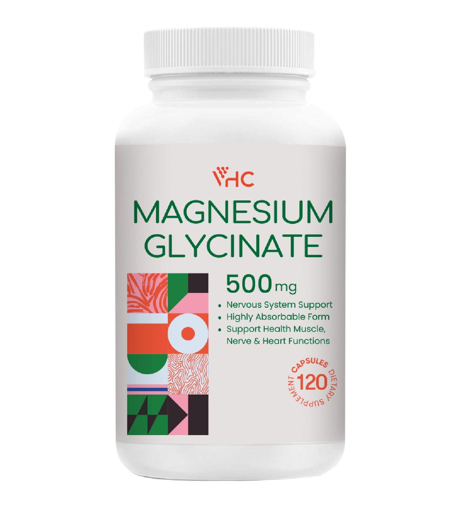Magnesium Glycinate 500mg Capsules | High Absorption Chelated Formula | Pure Mineral Supplement for Men & Women | 120 Veggie Caps | Made In USA - Buy Online on GoSupps.com