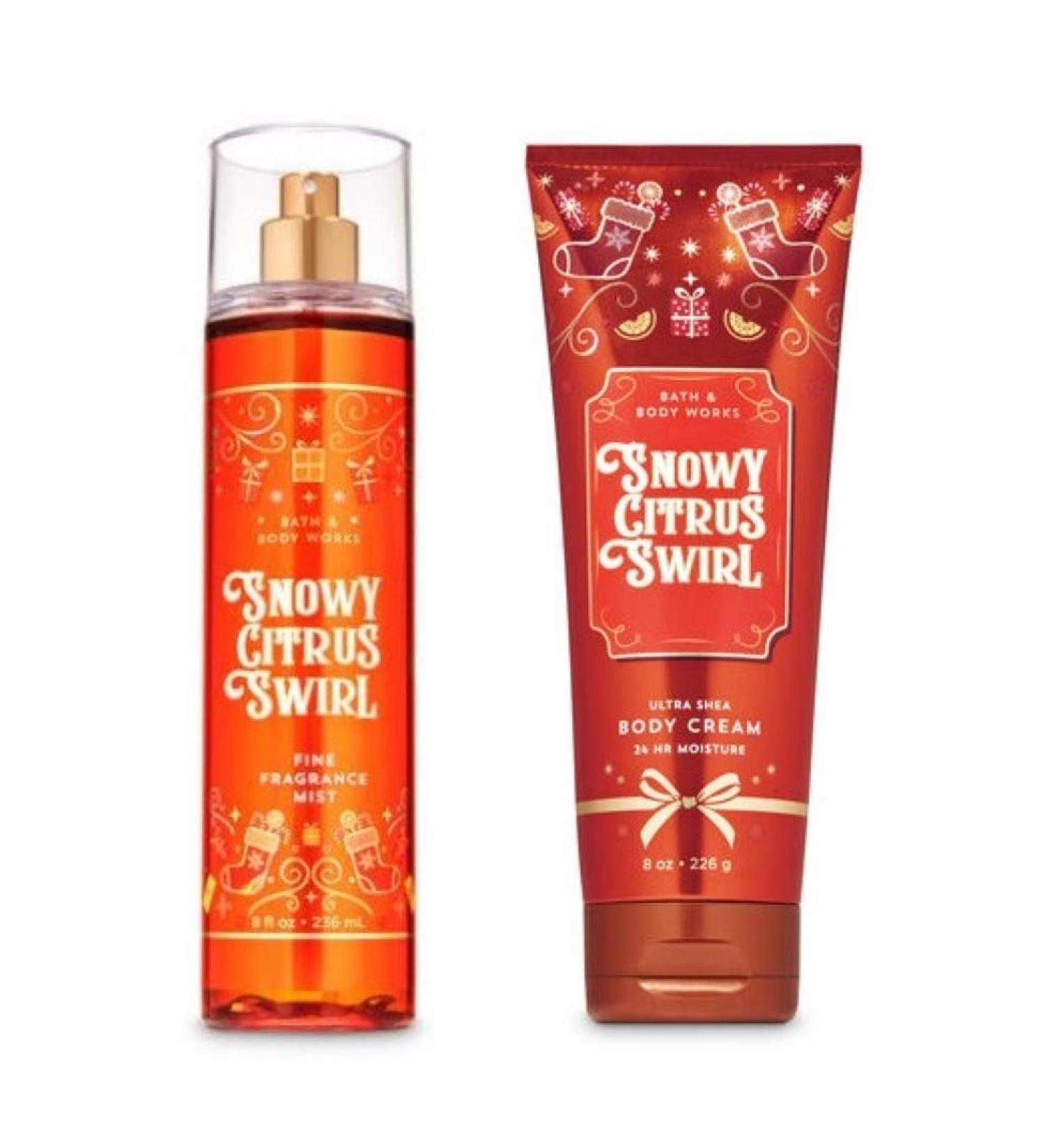 Bath and Body Works Snowy Citrus Swirl Fine Fragrance Mist & Ultra Shea Body Cream - Full Size Winter 2019 | International Shipping - Buy Online on GoSupps.com