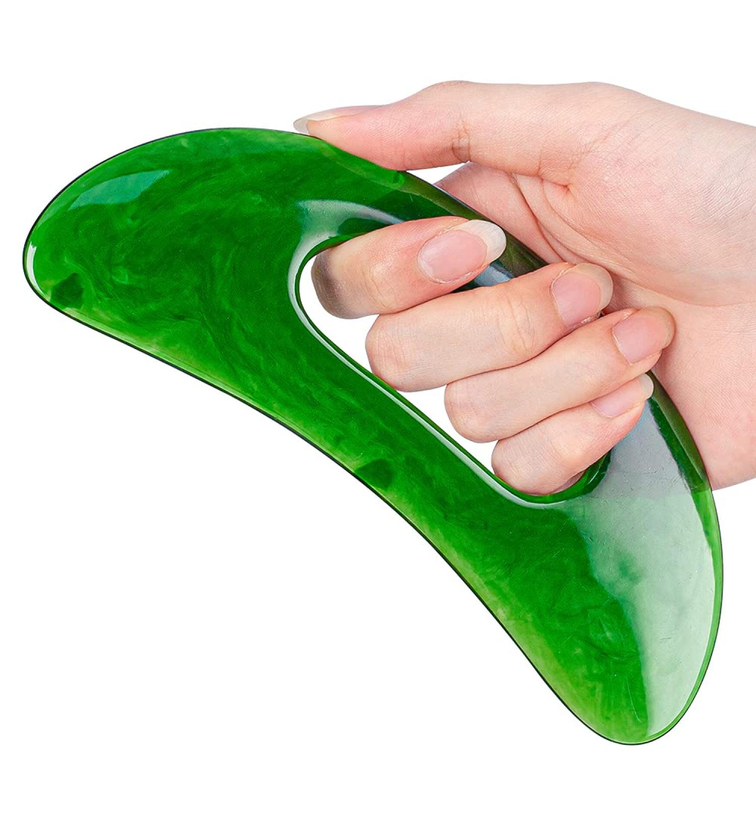 Premium Gua Sha Massage Tool - Larger Plastic Scraping Device for Lymphatic Drainage & Cellulite Relief | Green - Back Neck Face & Leg Massage - Buy Online on GoSupps.com