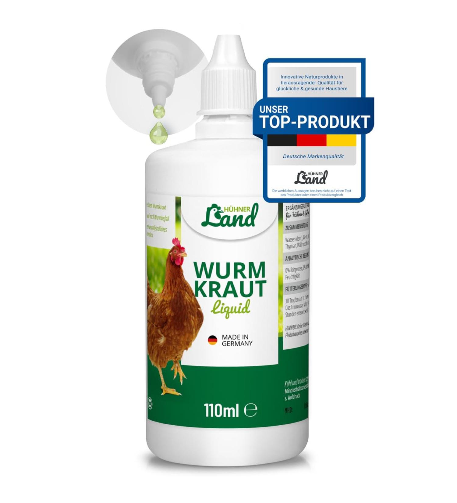 H HNER Land Liquid Wormer 110 ml for chickens and poultry - Natural recipe - Secondary wormer - Without anthelmintic - Buy Online on GoSupps.com