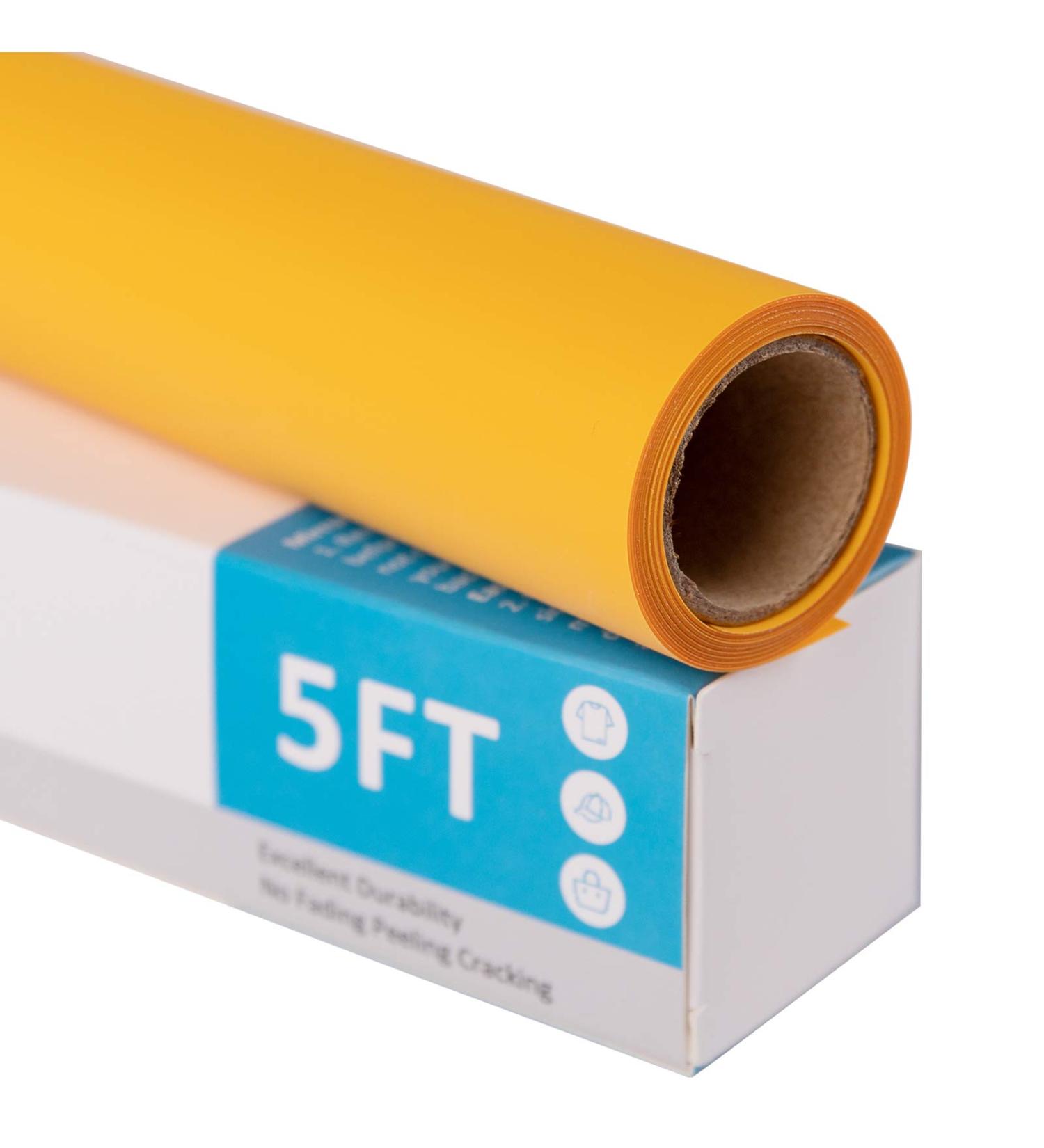 HTV Heat Transfer Vinyl 12''x5' Roll - Easy to Cut & Weed Sticky PVC Iron On Vinyl for DIY T-Shirts - Yellow - Buy Online on GoSupps.com