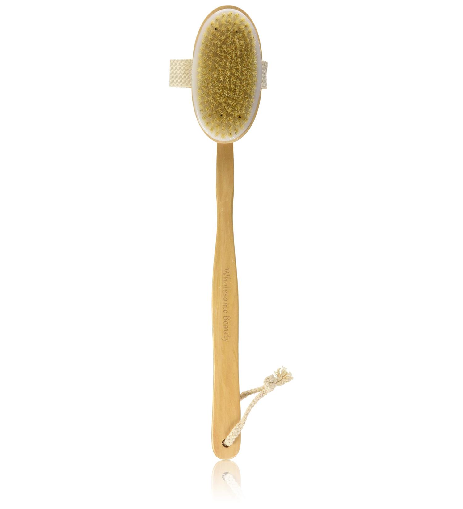 Wholesome Beauty Dry Skin Body Brush - 11-Inch Wood Handle- Exfoliating and Detoxifying - Buy Online on GoSupps.com
