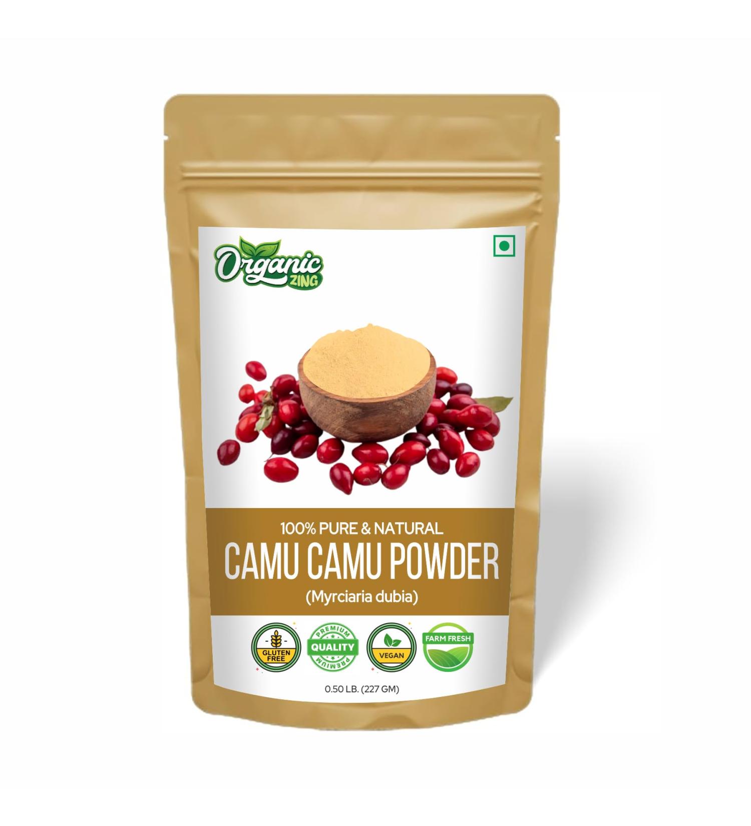 Organic Zing Camu Camu Powder | Vegan & Gluten-Free Superfood | Raw Pure & Natural | Ideal for Smoothies Juices & DIY Blends 227g / 8 Oz - Buy Online on GoSupps.com