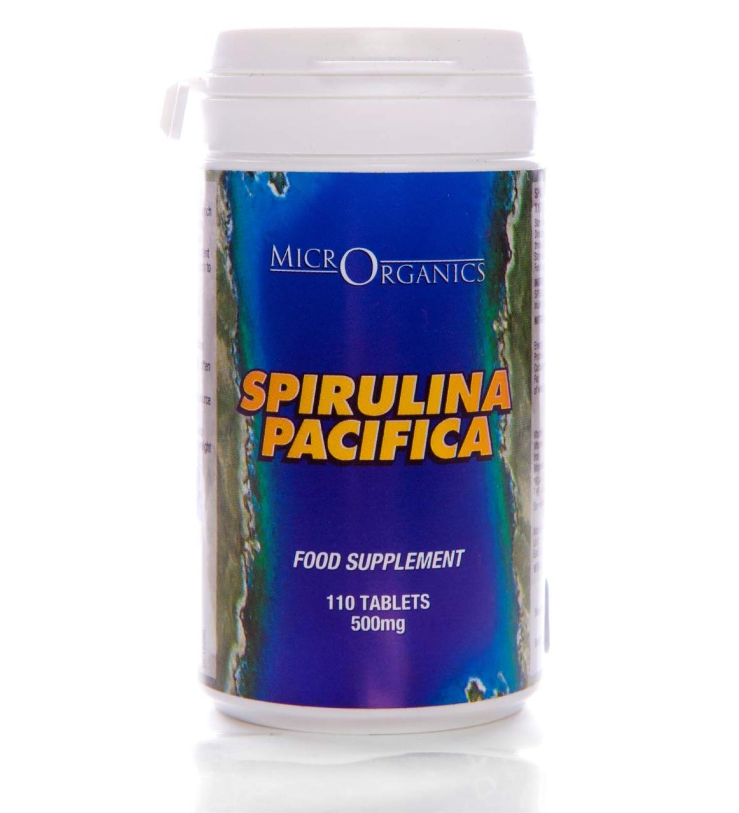 Spirulina Pacifica Tablets - 110x 500mg | MicrOrganics Superfood Supplement - Buy Online on GoSupps.com
