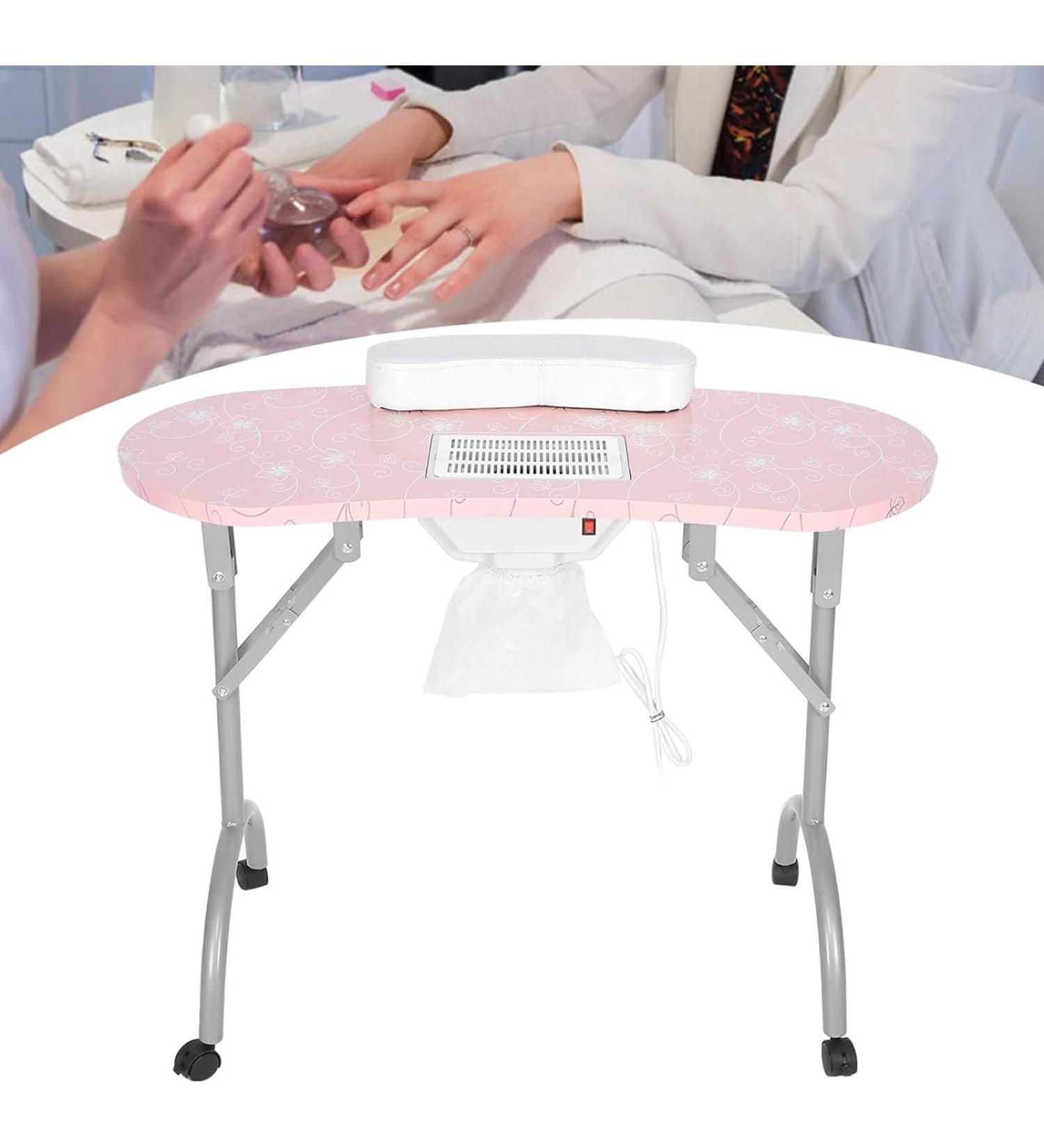 BYERZ BYERZ Folding Nail Table Manicure Station Easy Move Round Corner Design Salon Shop for Home Manicure Shop Beauty Salon - Buy Online on GoSupps.com