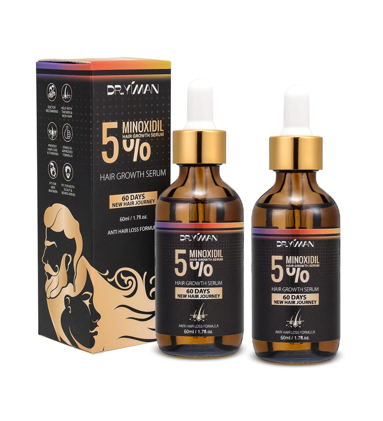 5% Minoxidil Hair Growth Serum for Men and Women - Biotin Treatment for Thicker, Healthier Hair - Prevent Scalp Hair Loss - 2 Pack - Buy Online on GoSupps.com