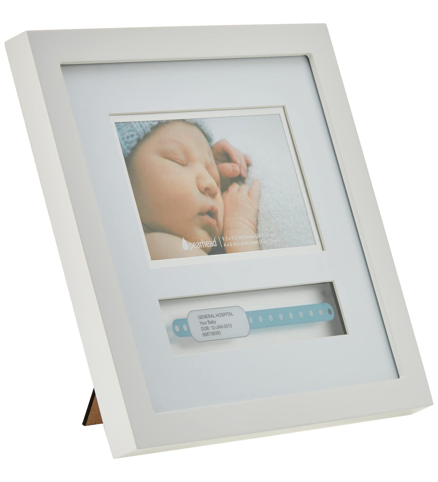 Pearhead P63012 Deluxe Baby Hospital Bracelet Frame - White Picture Frame for Storing Birth Bracelets | Ideal Keepsake Gift - Buy Online on GoSupps.com