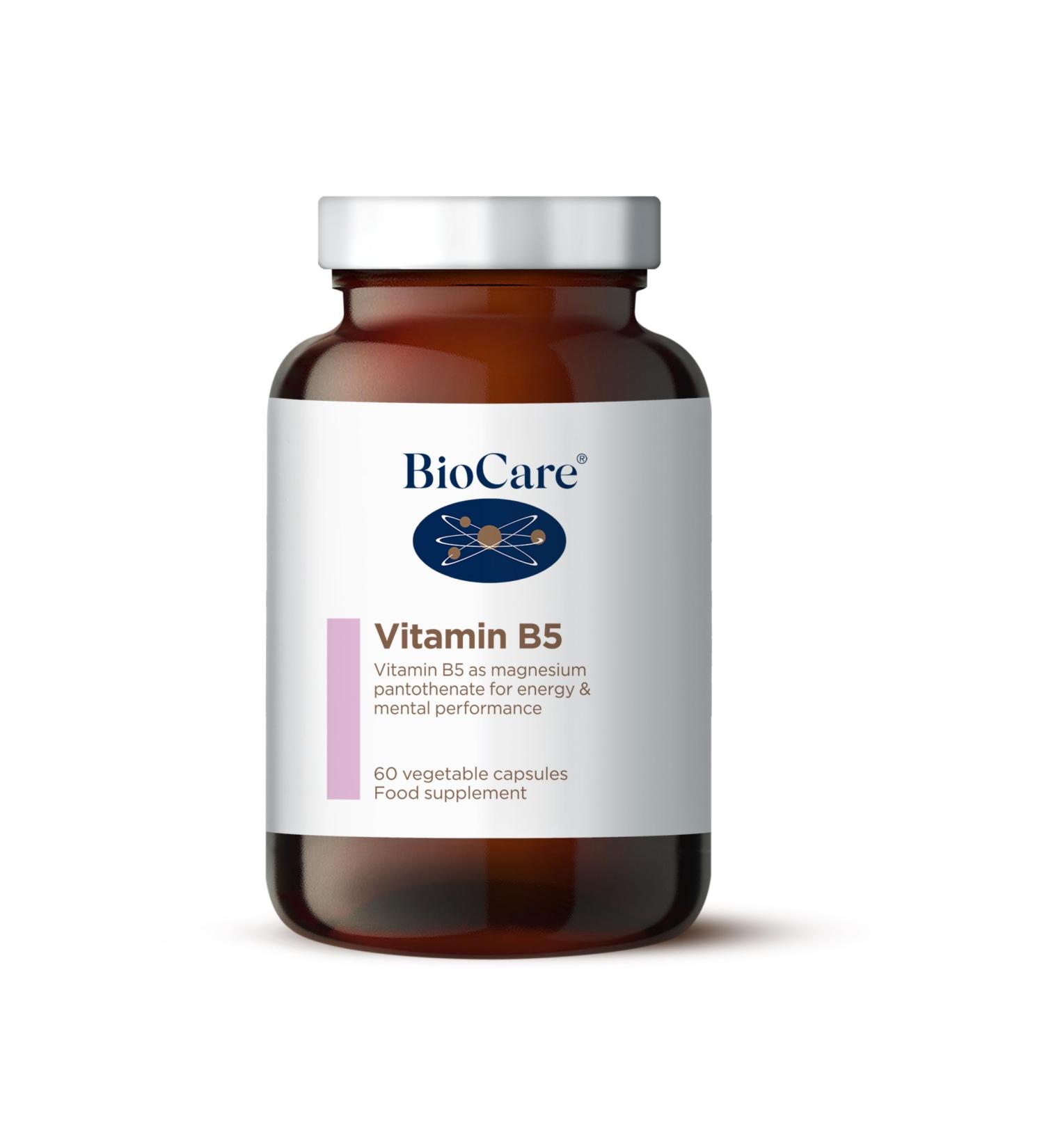 BioCare Vitamin B5 Capsules - Magnesium Pantothenate for Energy & Mental Performance - 60 Capsules - Buy Online on GoSupps.com