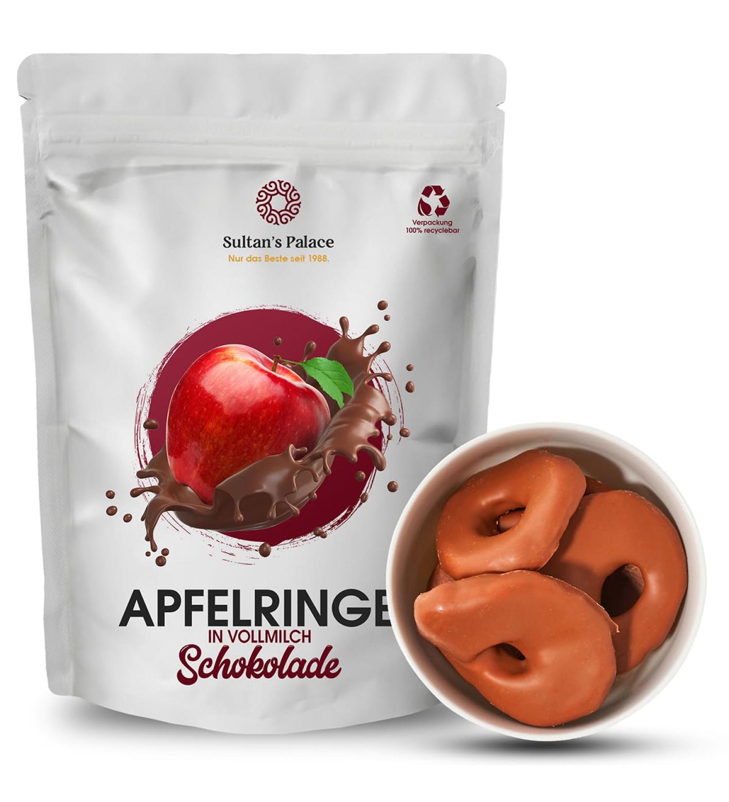 Sultan's Palace Apple Rings in Noble Whole Milk Chocolate - 1000g | Premium Chocolate Fruits Gift Idea | Delicately Melting Chocolate Treats - Buy Online on GoSupps.com
