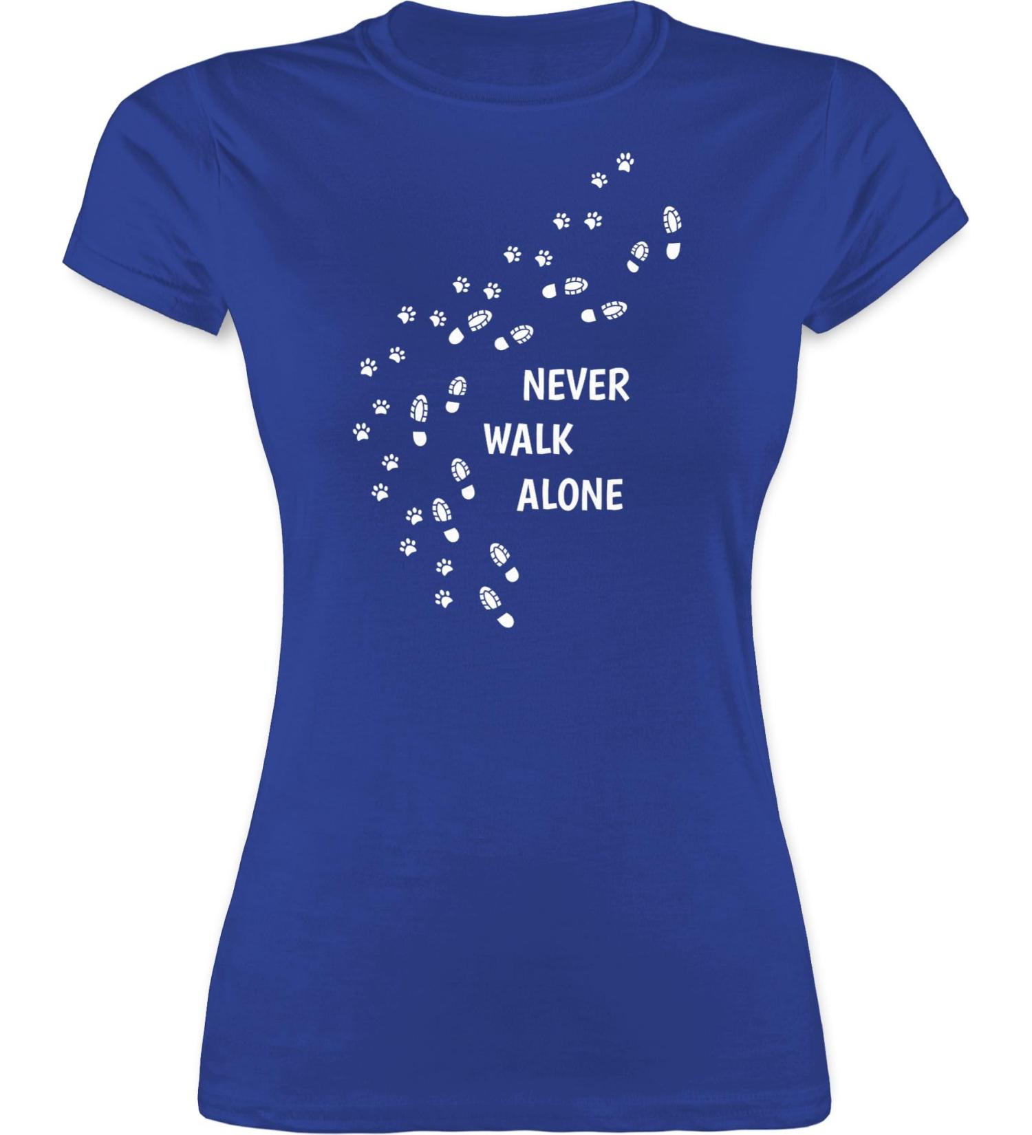 Shirtracer Women's Shirt - Perfect Gift for Dog Owners - Never Walk Alone Paw Prints - Royal Blue M - Buy Online on GoSupps.com