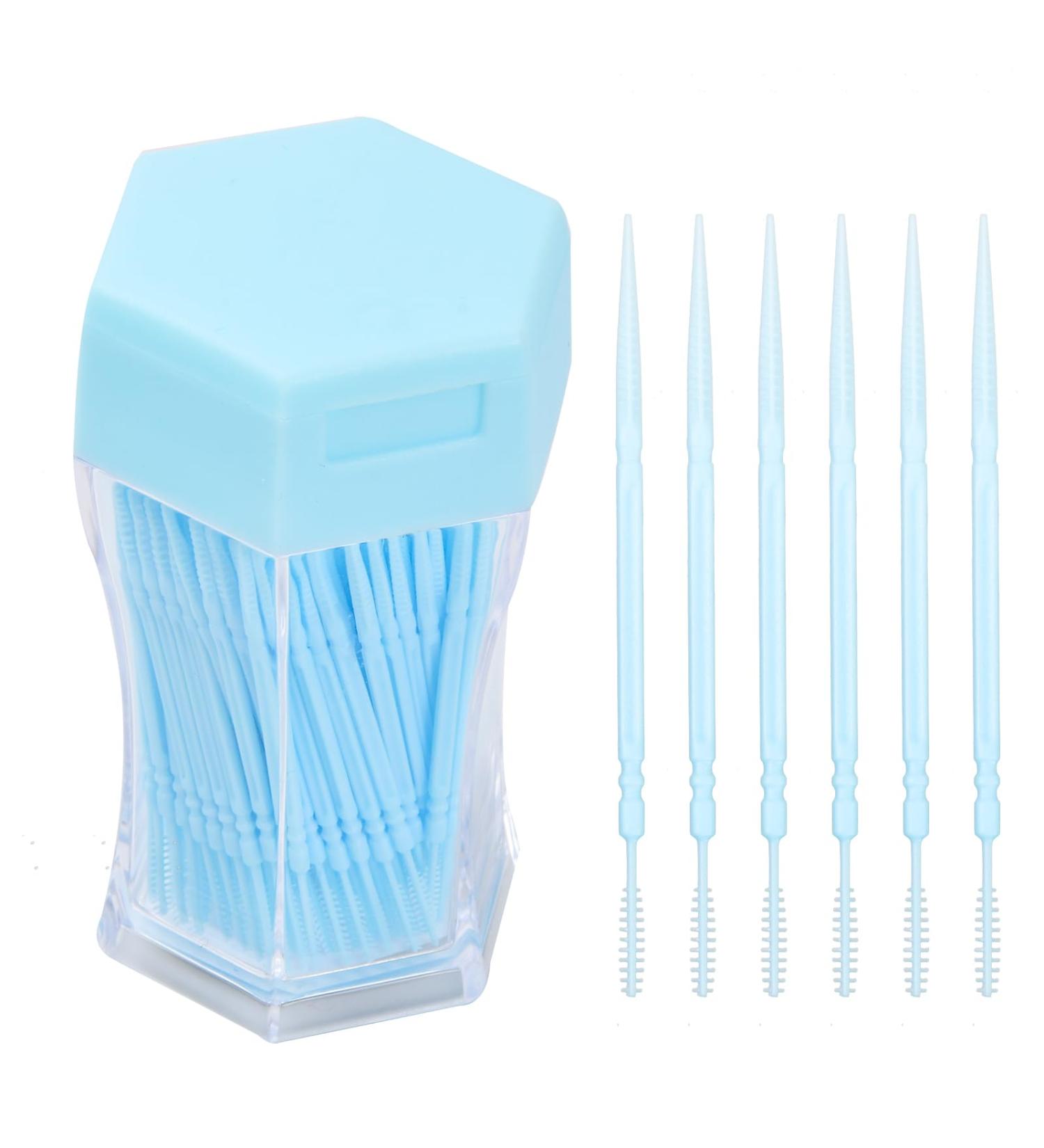 Tibapla 200 Double-Sided Plastic Toothpicks - Wearable Interdental Brush for Effective Oral Care & Tooth Gap Cleaning (Light Blue) - Buy Online on GoSupps.com