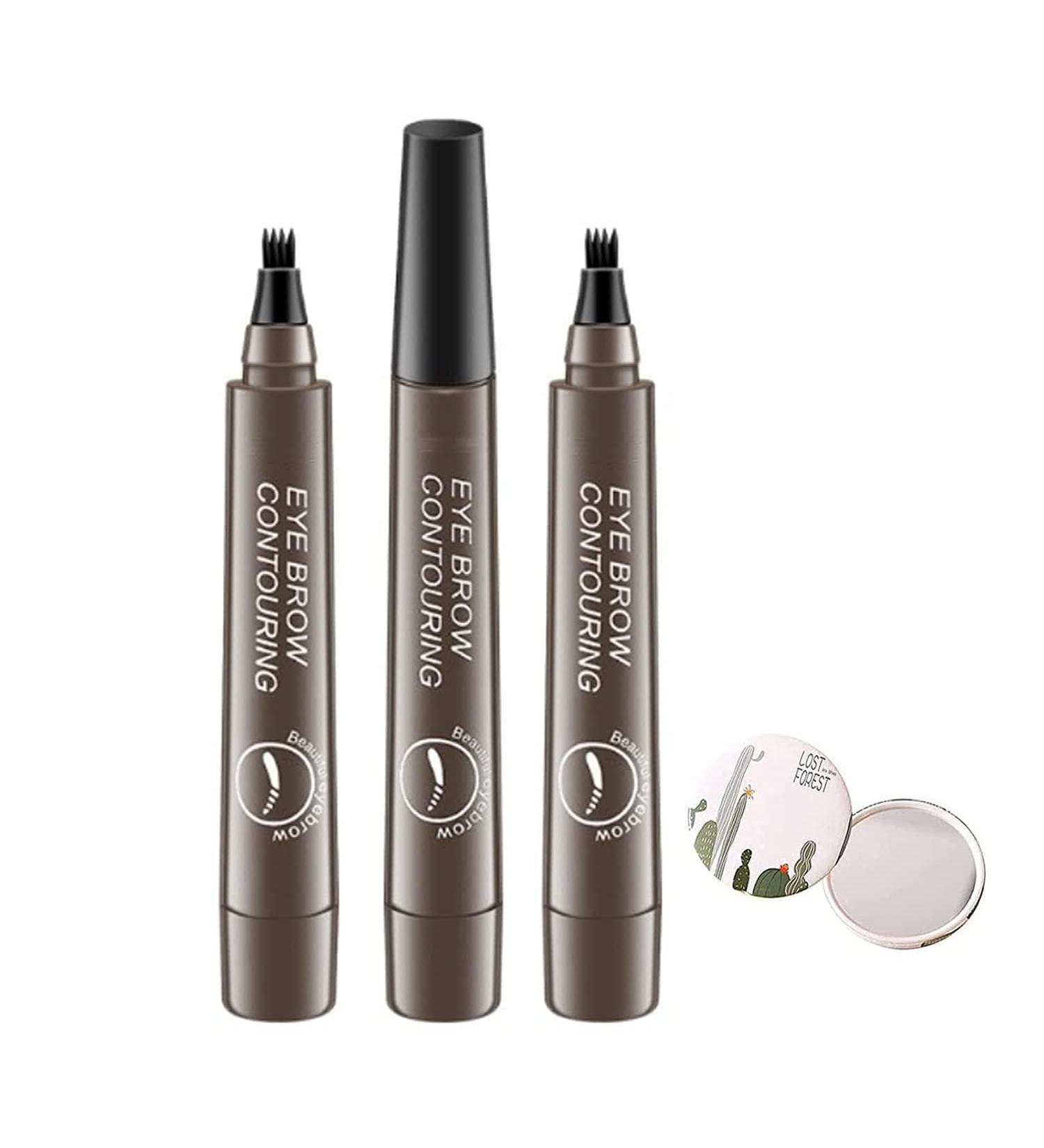 Matezis Eyebrow Pencil 2pcs Lumierez Brow Pen 4 Tipped Precise Brow Pen Long Lasting Microblading Eyebrow Pen (Gray Brown) - Buy Online on GoSupps.com