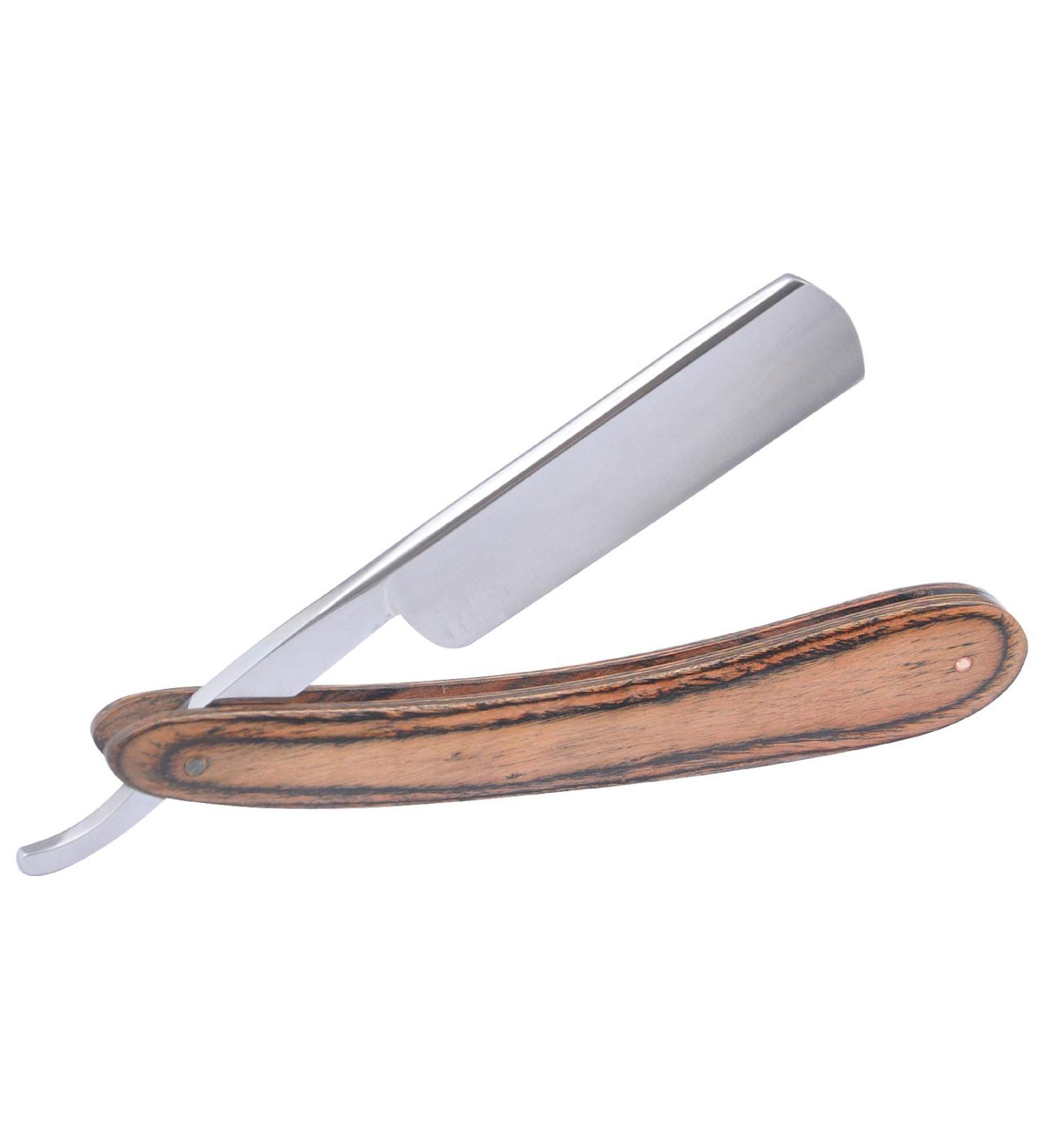 Professional Razor Shave - Rust-Free Shaving Razor with Hollow Cut & Gold Etching - 2 Colored Wooden Handle & Case - Perfect for Hairstyles - International Shipping Available - Buy Online on GoSupps.com