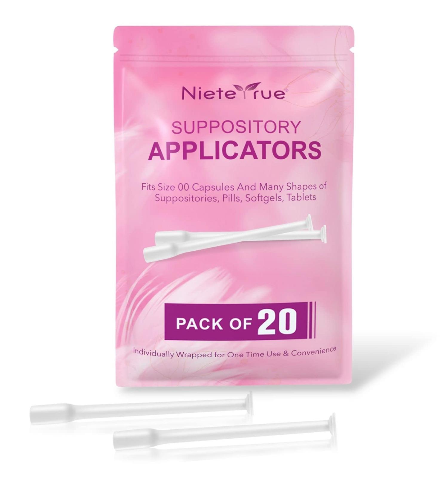 Nieteyrue 20-Pack Disposable Suppository Applicators for Women - Fits Size 00 Cap-sules - Feminine Care Applicators - Individually Wrapped - Buy Online on GoSupps.com