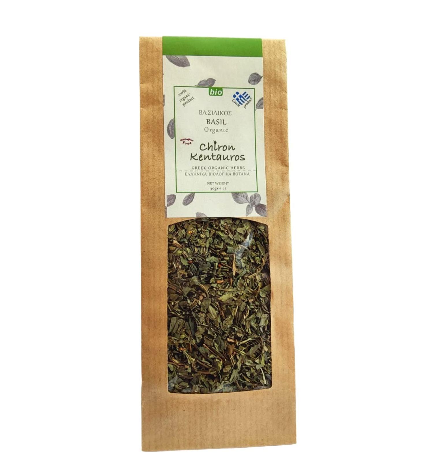 Greek Basil Organic Bio Herb from Mount Pelion Greece - GMO / Caffeine Free 30gr - 1.06oz - Buy Online on GoSupps.com