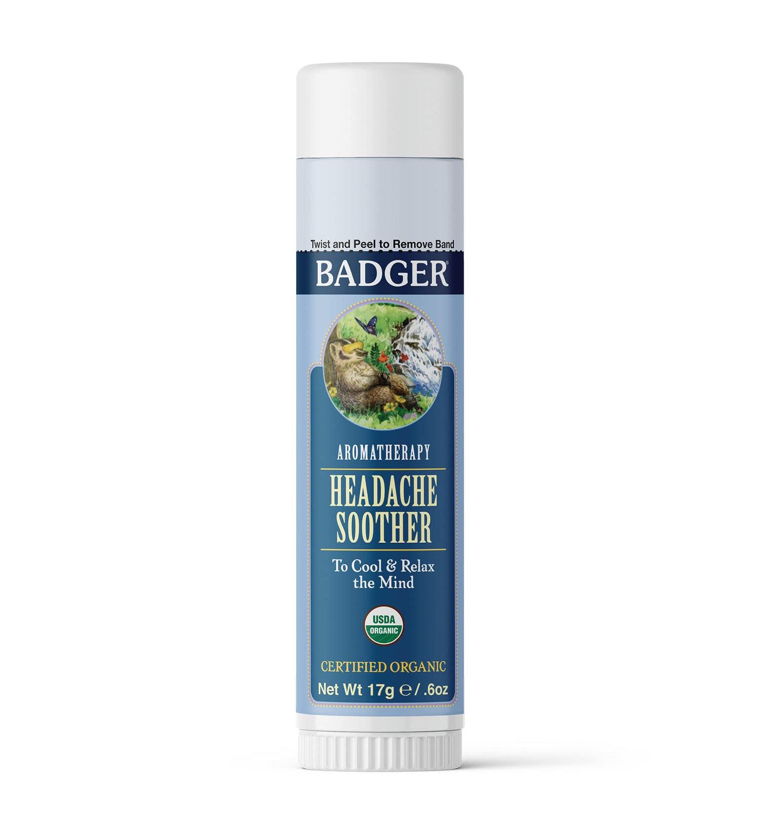 Badger Headache Soother 100% Organic Essential Oil Aromatherapy All-Natural Headache Relief w/Peppermint Eucalyptus & Lavender .6 oz Headache Soother 0.6 Fl Oz (Pack of 1) - Buy Online on GoSupps.com