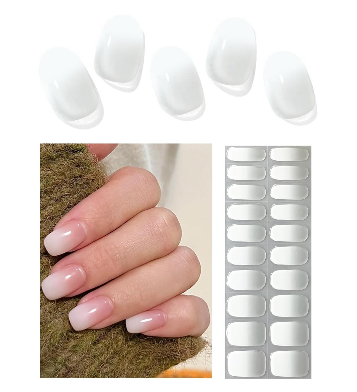  Wahrshei Wahrshei 23 x White Gradient Gel Nail Stickers Semi-Cured Gel Nail Stickers - Buy Online on GoSupps.com