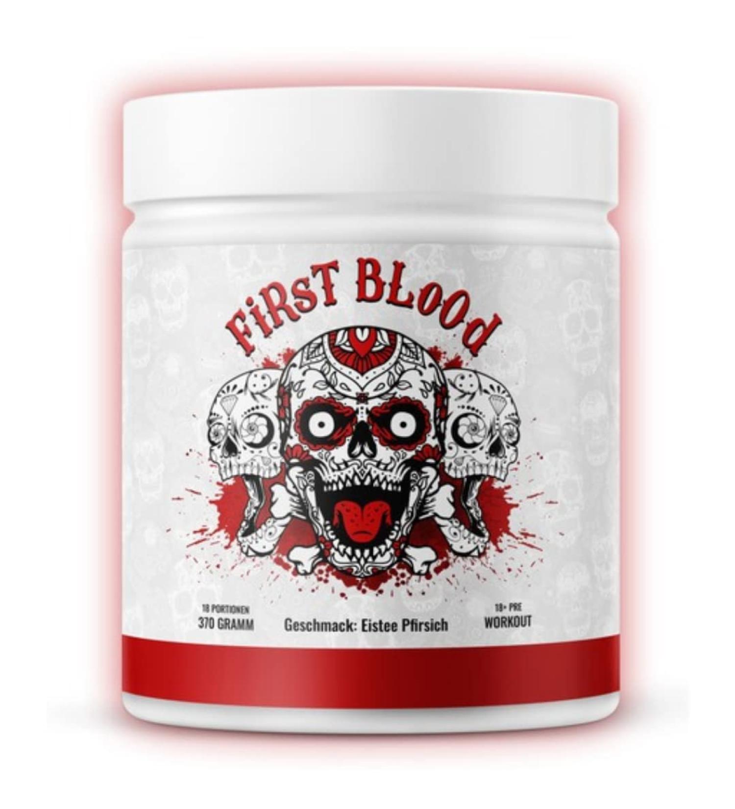 First Blood 2 Pre Workout Fitness Booster 2023 - L-Arginine Citrulline Beta Alanine Caffeine - 370g Eister Peach Flavor - International Shipping Available - Buy Online on GoSupps.com