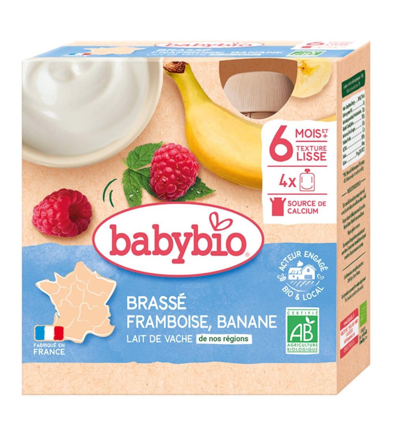 Babybio French Cow Milk - Gourds Brewed Raspberry Banana 4x85 g - 6+ Months - ORGANIC - Buy Online on GoSupps.com