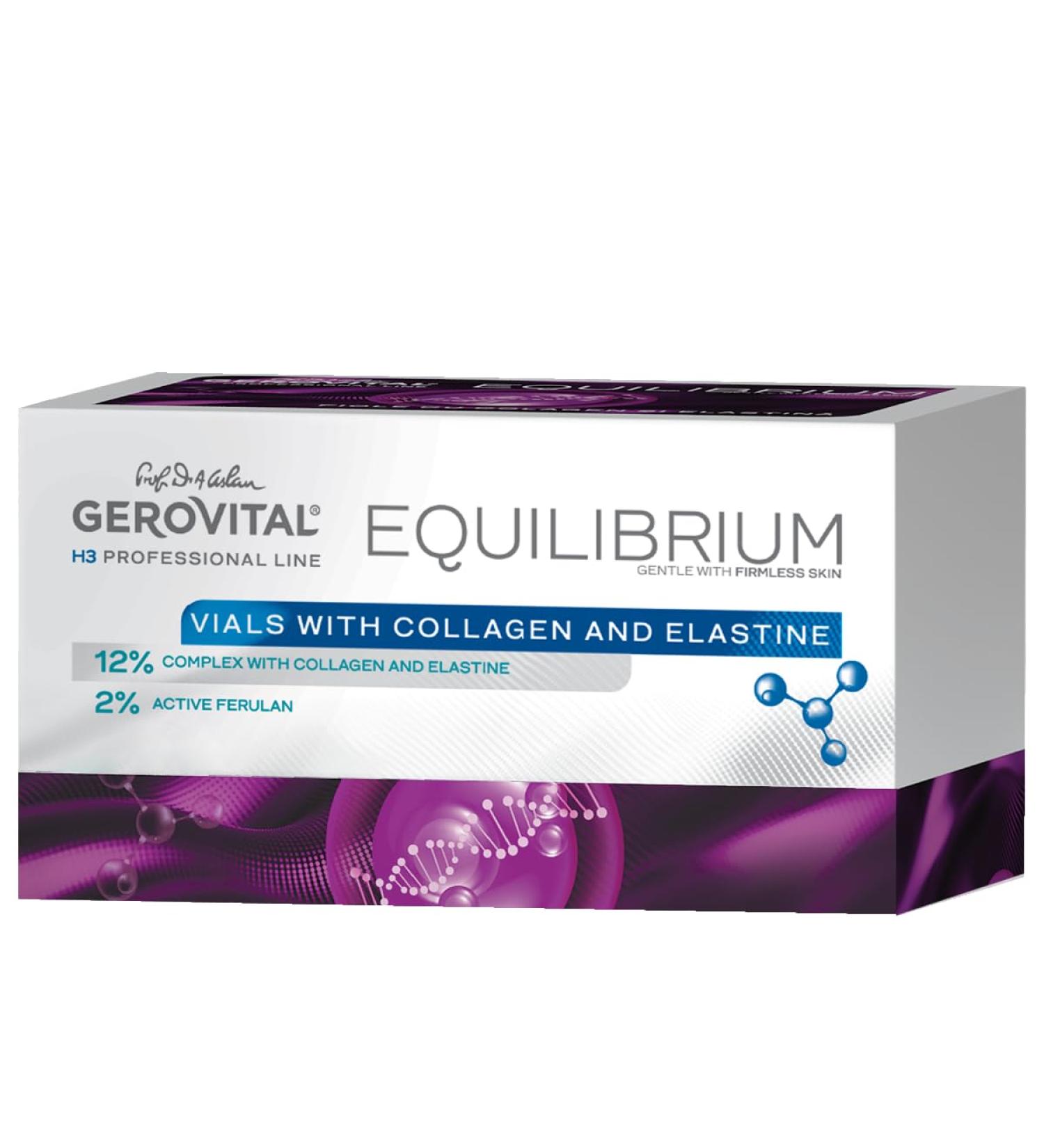 Ampoules with 12% collagen and elastin | Intensive moisturizing and anti-wrinkle serum | Antioxidant protection | Professional product Gerovital H3 Equilibrium 20 Ampoules x 2 ml - Buy Online on GoSupps.com
