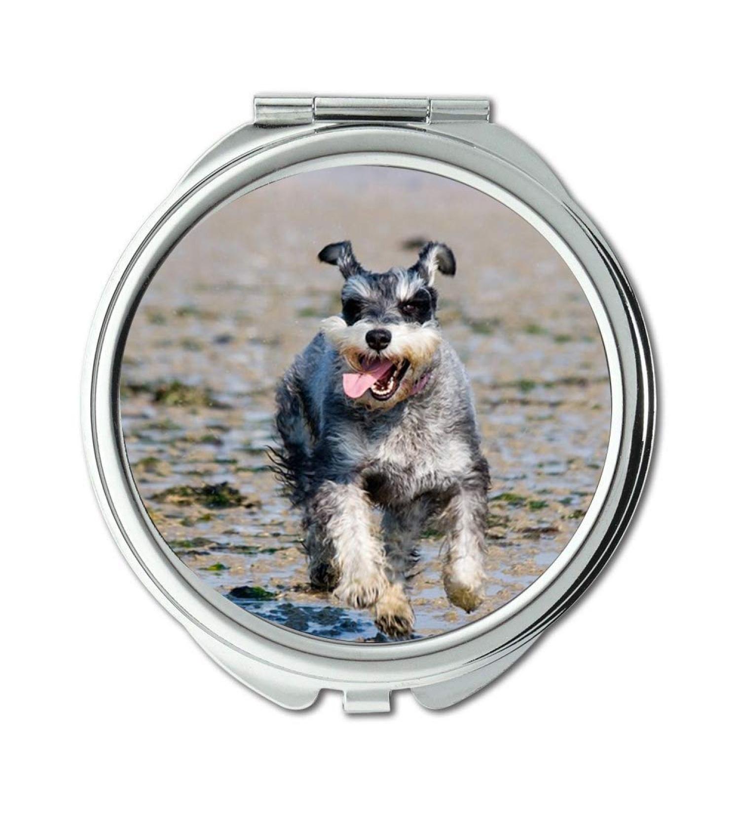 Yanteng Mirror makeup mirror Schnauzer Miniature Schnauzer Dog Running Happy pocket mirror portable mirror - Buy Online on GoSupps.com