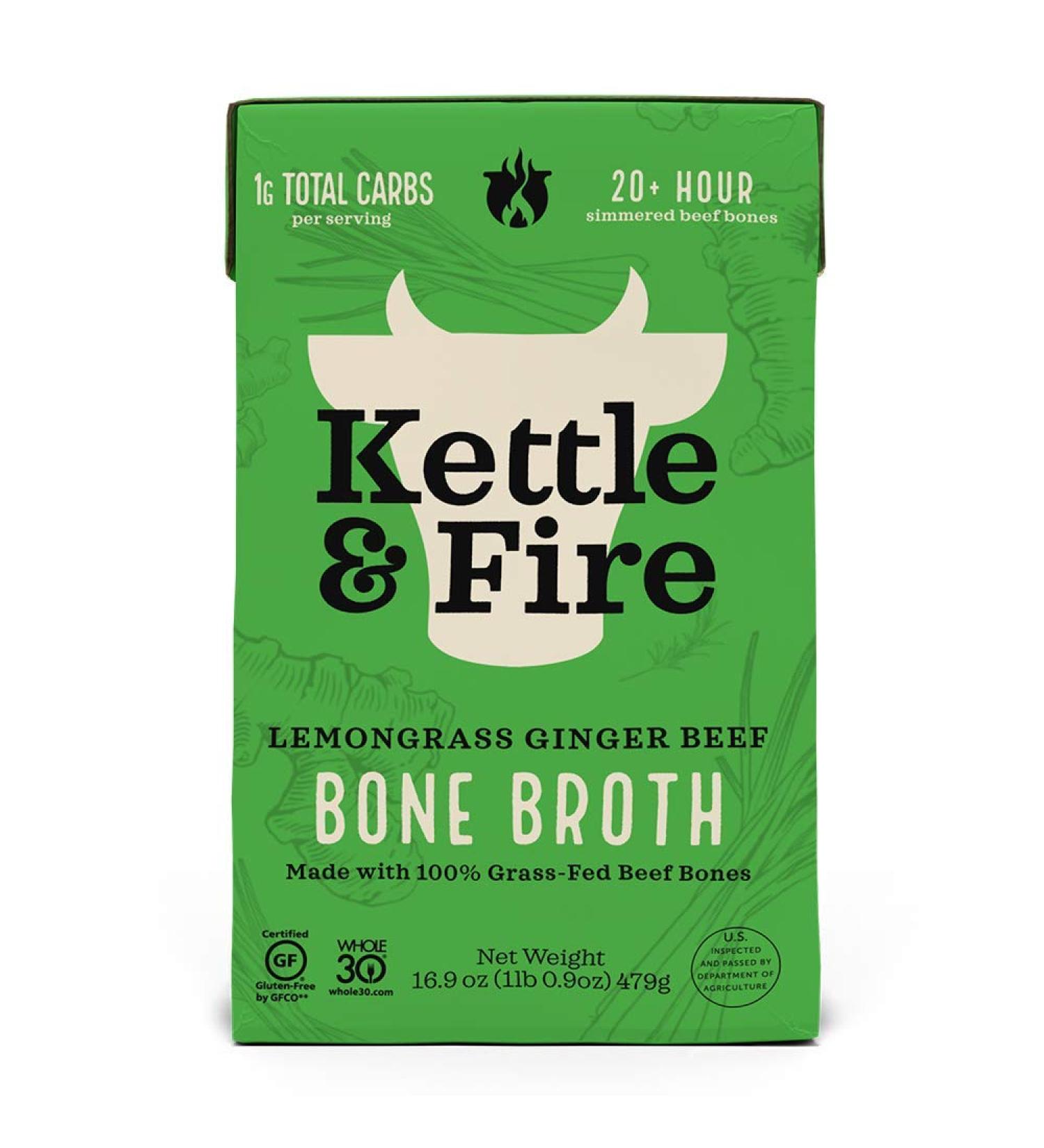 Kettle & Fire Lemongrass Ginger Beef Bone Broth - 16.9 OZ | Flavorful Pho Broth, 1.05 lb Pack - Buy Online on GoSupps.com
