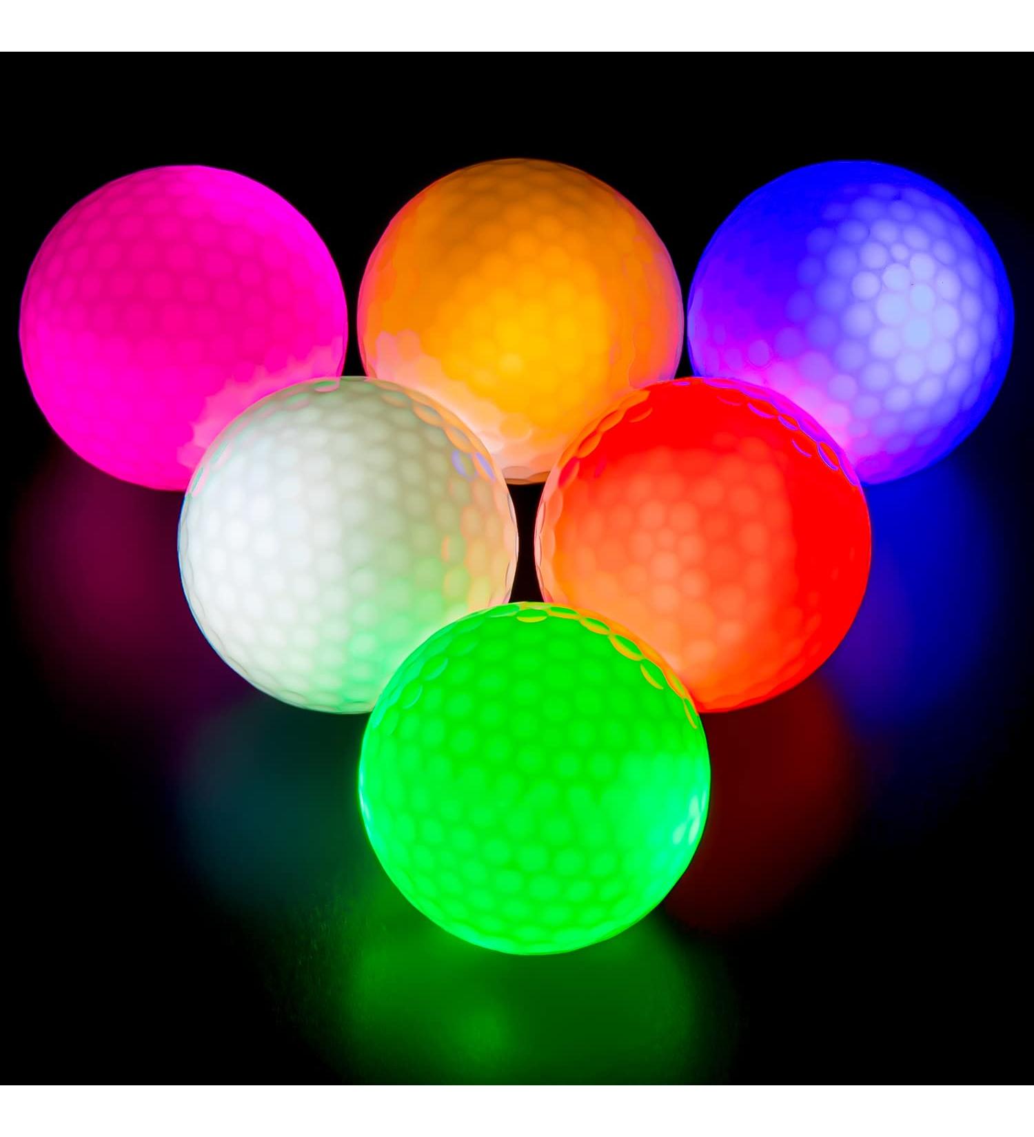 THIODOON Glow in The Dark Golf Balls - 6 Pack Light up LED Night Golf Gift Set for Men, Women, Kids - 6 Colors in One - Buy Online on GoSupps.com