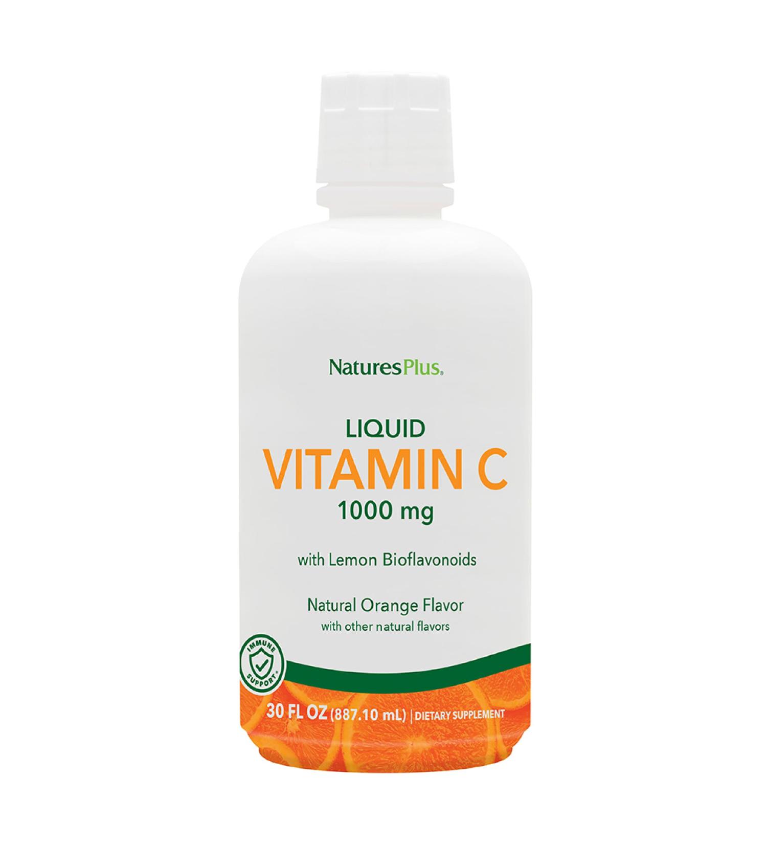 NaturesPlus Liquid Vitamin C - 1000 mg 30 fl oz - with Lemon Bioflavonoids - Vegetarian Gluten Free - 30 Servings 30 Ounce - Buy Online on GoSupps.com