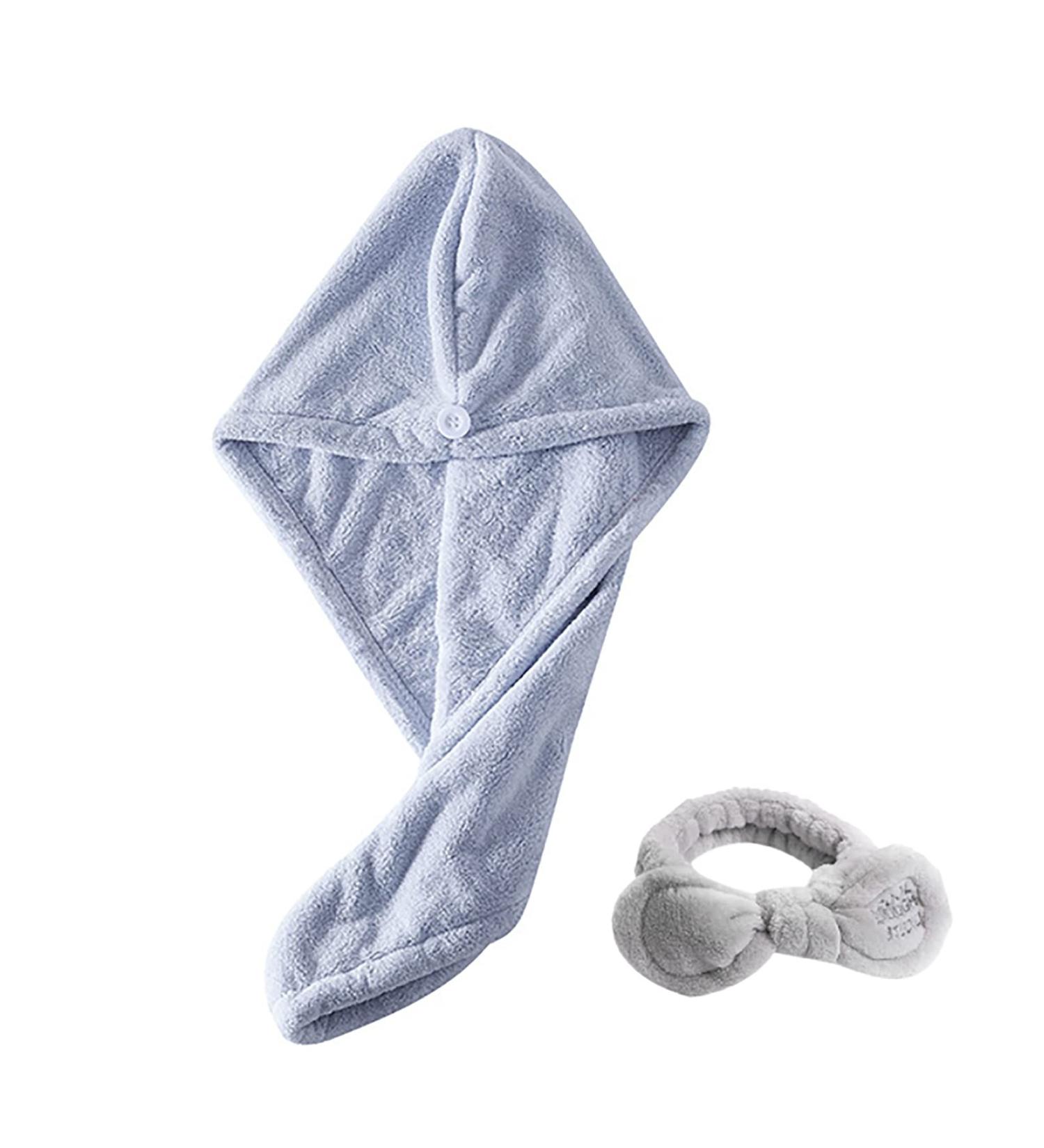 Super Absorbent Microfiber Towel for Women | Quick Drying Soft Head Turban for Curly Long Hair | Anti-Frizz Blue - Buy Online on GoSupps.com