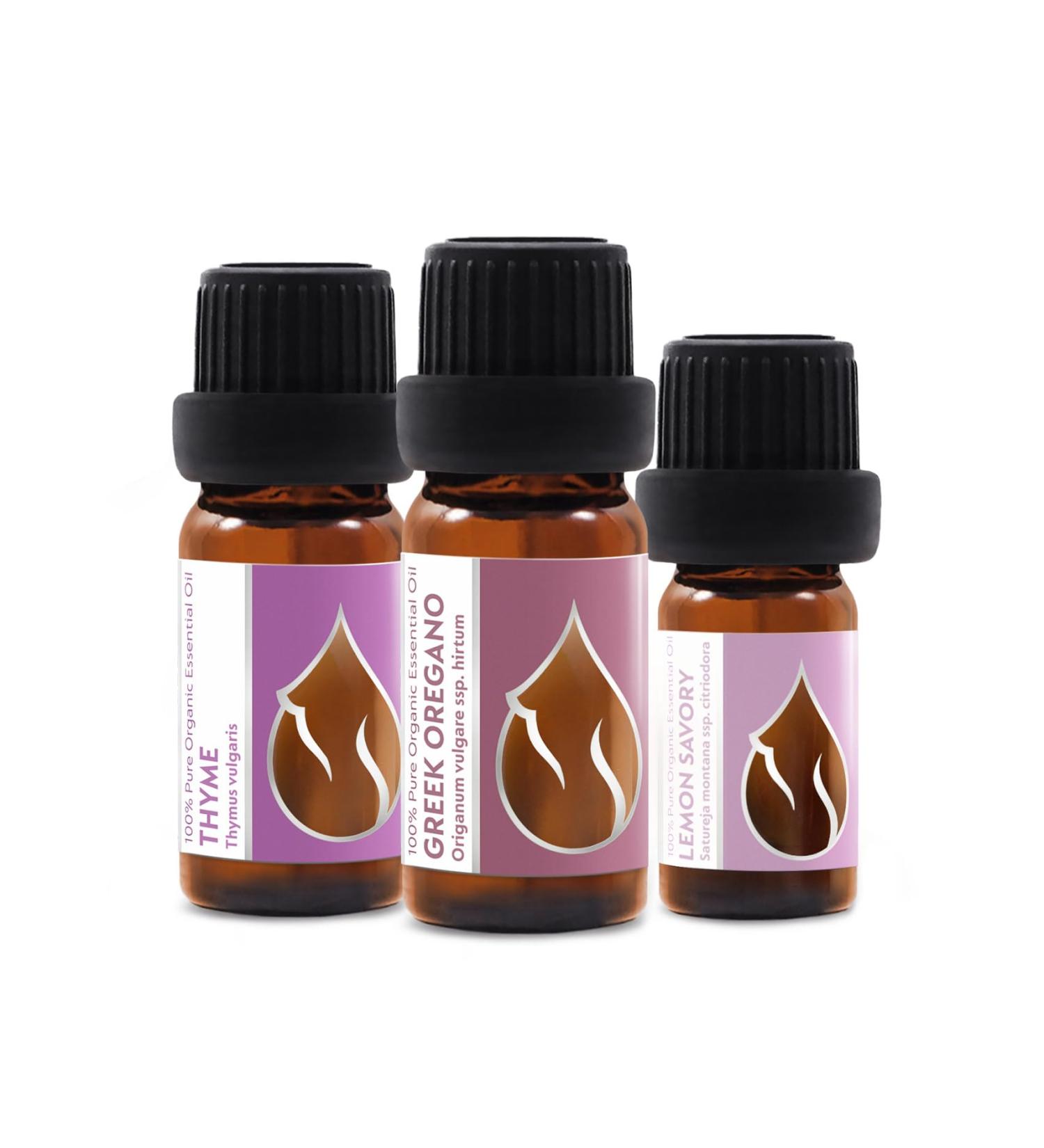 Organic Essential Oils Set - Thyme, Greek Oregano, Lemon Savory (100% Pure) | 25ml Total | Therapeutic Grade, Non-GMO - Vitality Essences Bulgaria - Buy Online on GoSupps.com