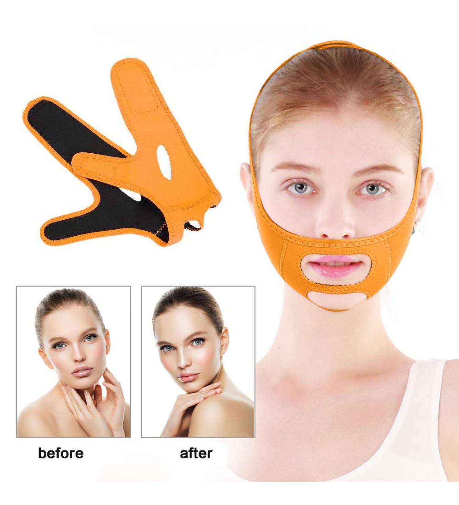 Buy Face Slimming Mask & V-Face Line Belt Reducer | Anti-Wrinkle Facial Care (Orange) - International Shipping Available - Buy Online on GoSupps.com