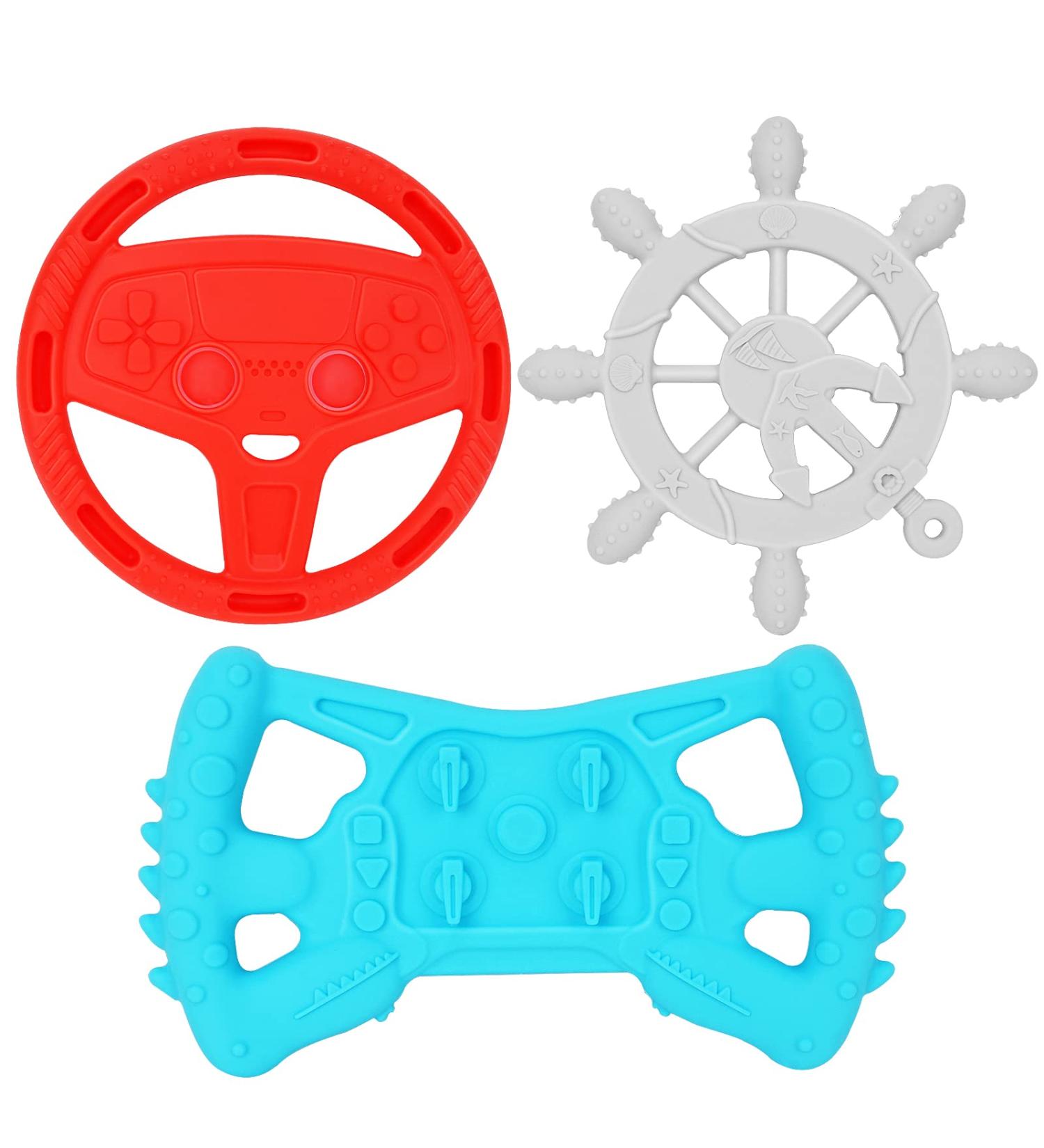 Silicone Baby Teething Toys - Pack of 3 | Soothes Teething & Gum Discomfort 0-36 Months - Buy Online on GoSupps.com