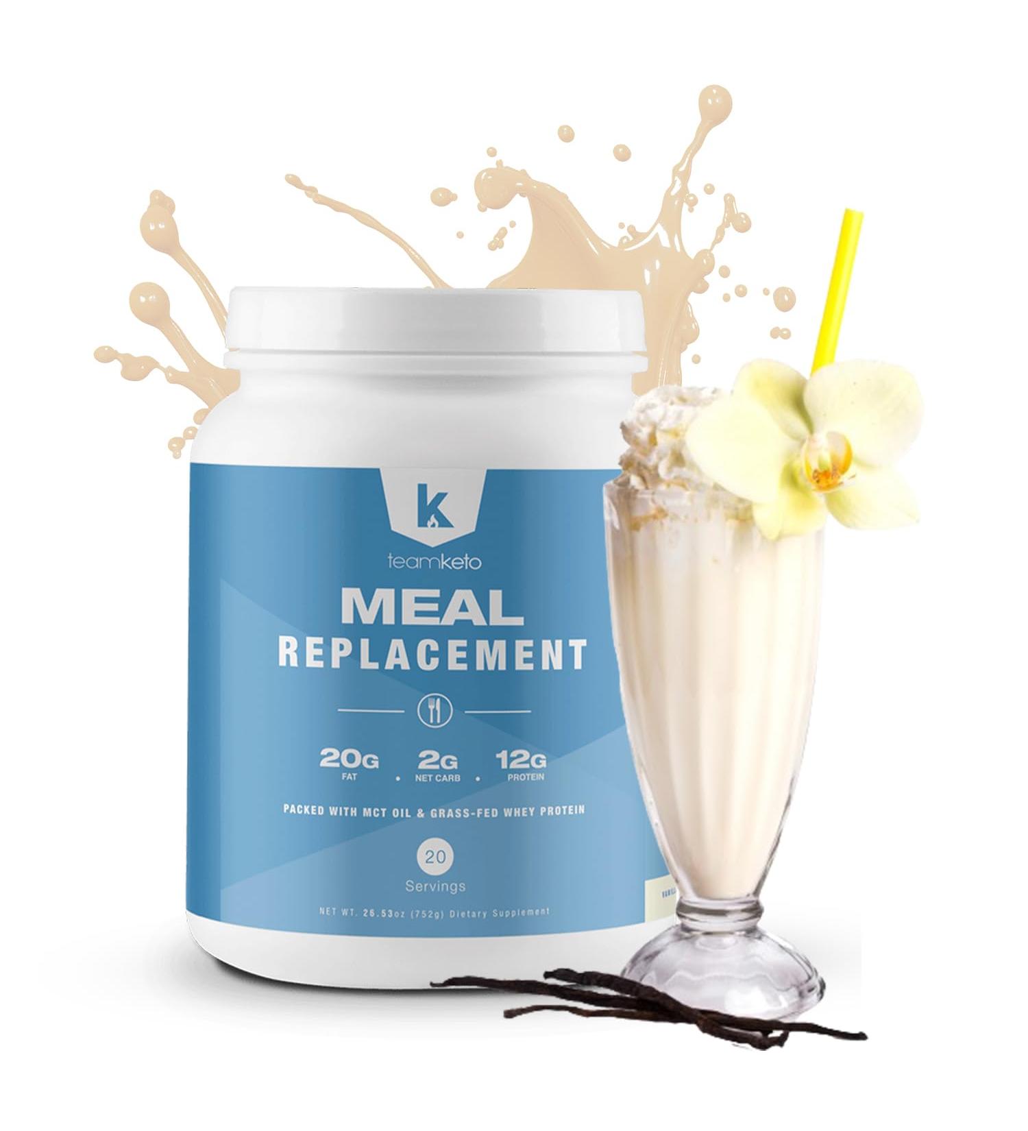 Gluten-Free Meal Replacement Powder - MCT Coconut Oil & Grass-Fed Whey Protein | Low Carb Energy Boost | 742g Vanilla - Buy Online on GoSupps.com