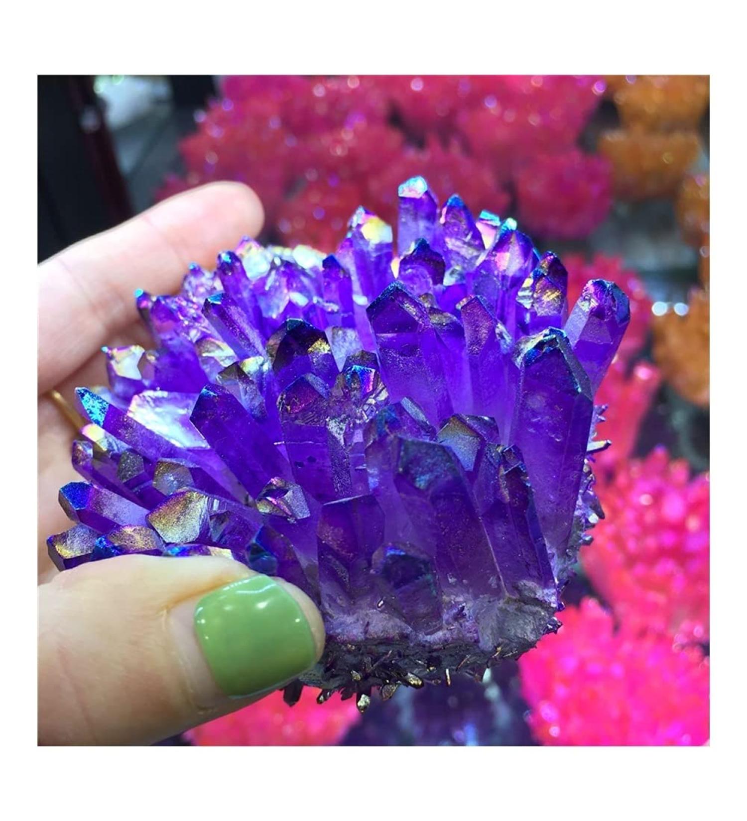 300-350g Purple Natural Crystal Electroplate Cluster Stone RawCrystals Rock Specimen Home Decor Gifts Room Decoration Full of Texture - Buy Online on GoSupps.com