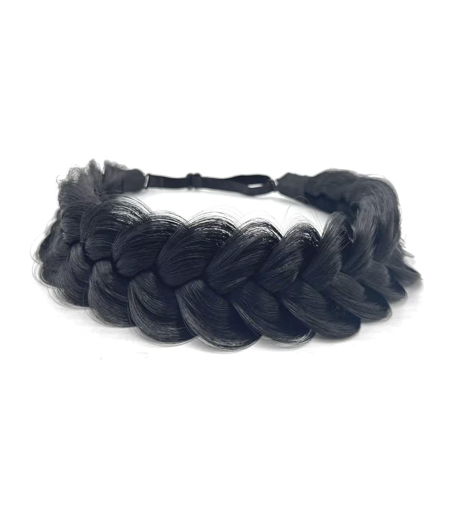 TOECWEGR Braided Headband Wide Chunky Plaited Wedding Classic Synthetic Fluffy Braids Extensions Stretch Wig Headband Women Girl Beauty Accessory - Buy Online on GoSupps.com