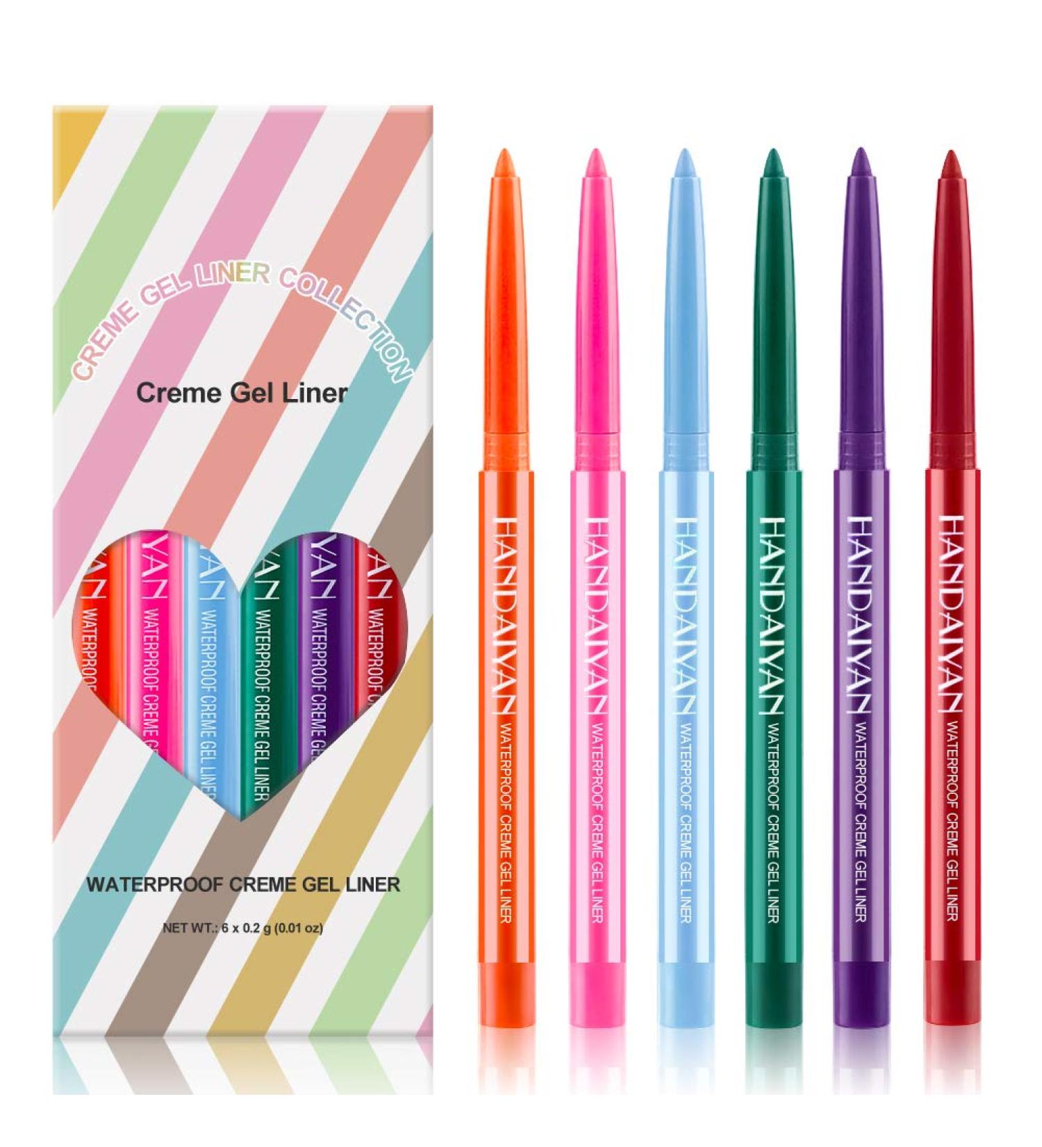 Waterproof Eyeliner Pencil Set - 6 Natural Matte Colors for Long-Lasting Eye Makeup - Retractable Liners and Shadow Pencil for Women - Purple, Green, and more - Buy Online on GoSupps.com