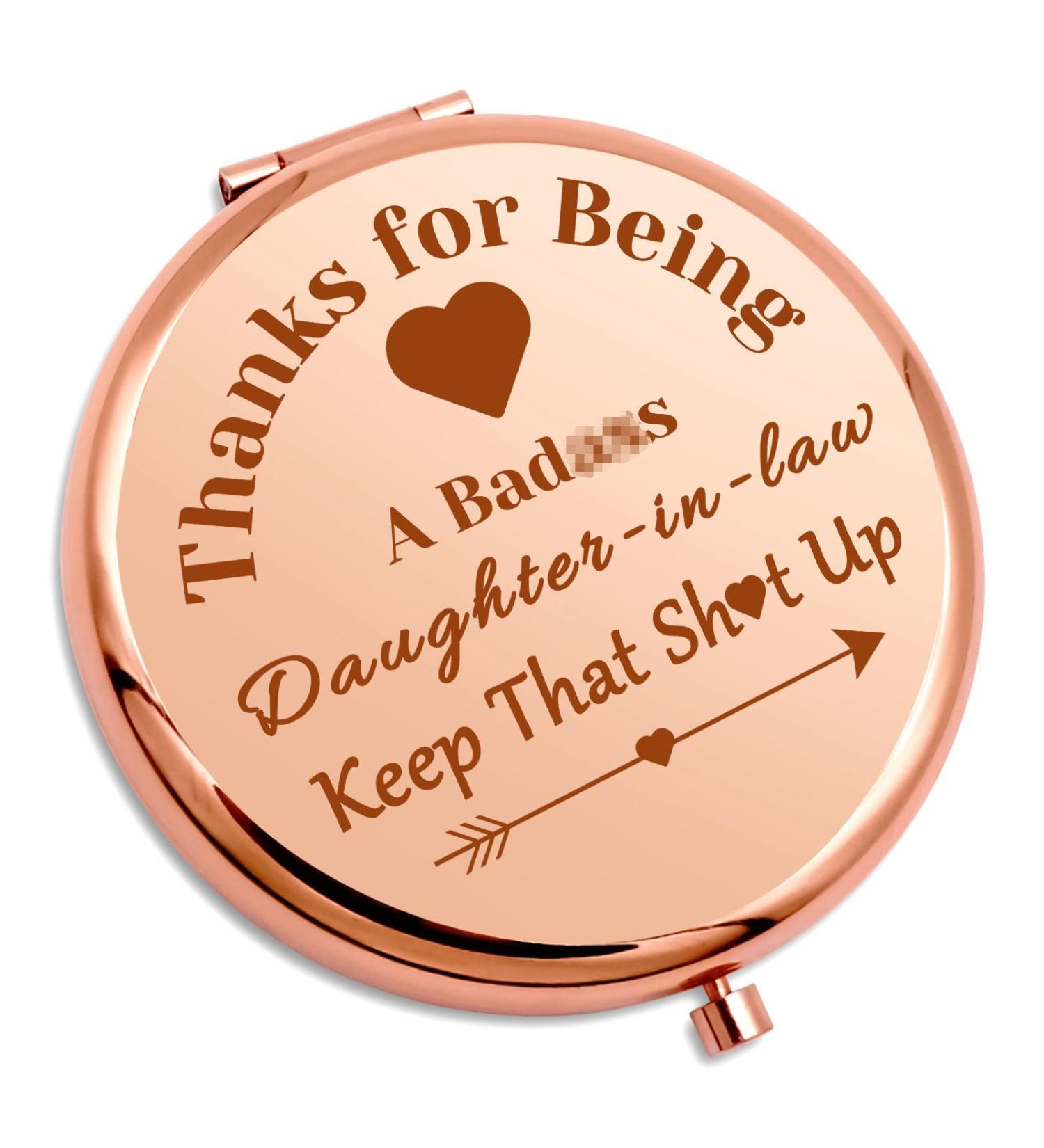 Daughter In Law Wedding Gift - Rose Gold Travel Makeup Mirror for Bride - Bridal Shower, Birthday, and Marriage Appreciation Gift - Buy Online on GoSupps.com
