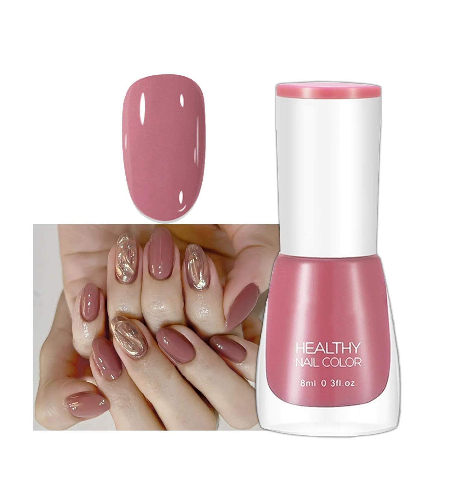 Nude Pink Nail Varnish Long Lasting Quick Dry Nail Polish Breathable Nail Polish No Need Cure Chip-resistant Nail Varnish DIY at Home Manicure Gift for Women & Girls - Buy Online on GoSupps.com