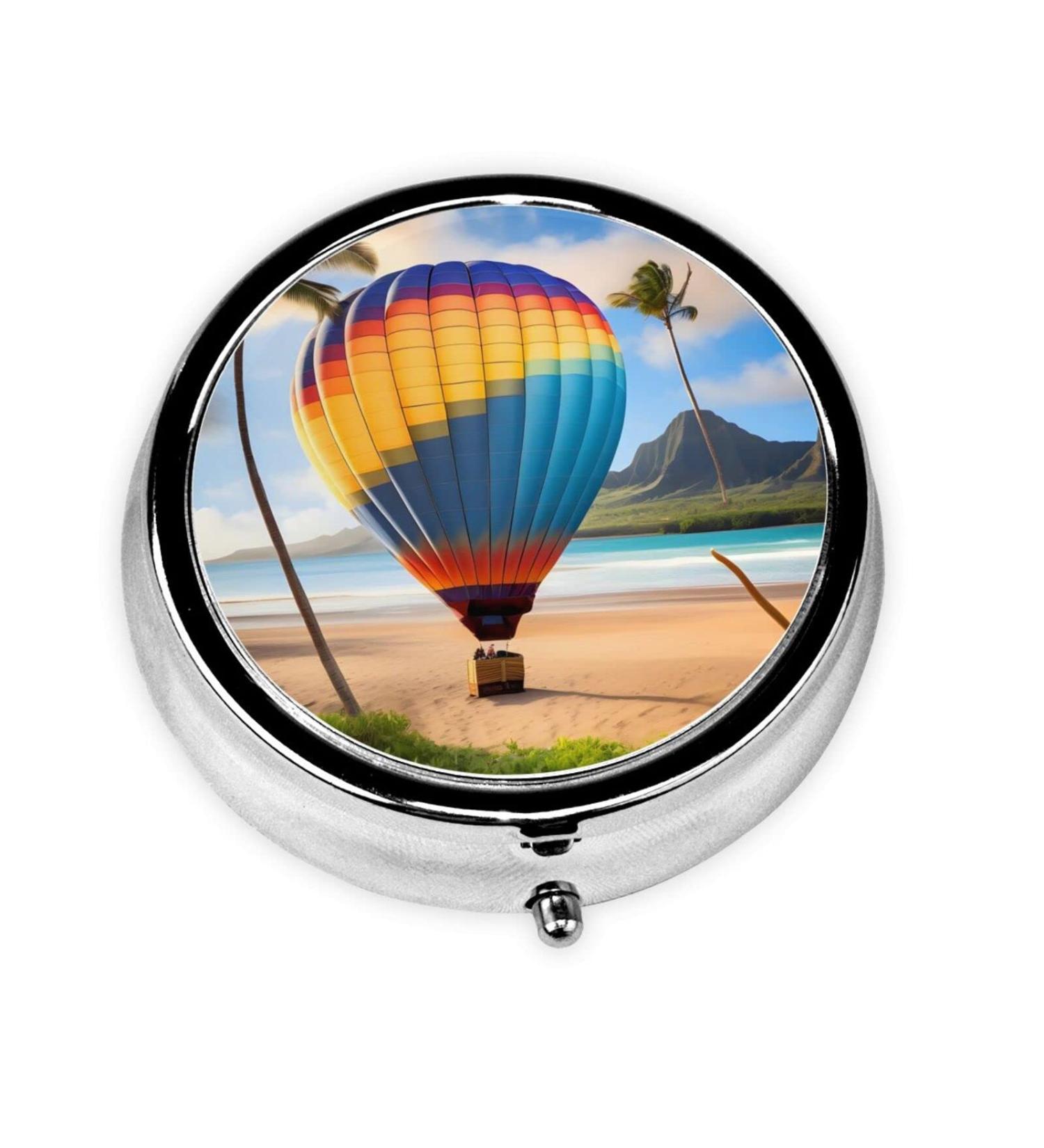 Hawaii Hot Air Balloon Pill Box | 3 Compartment Travel Organizer | Portable Round Pill Box for International Shipping - Buy Online on GoSupps.com