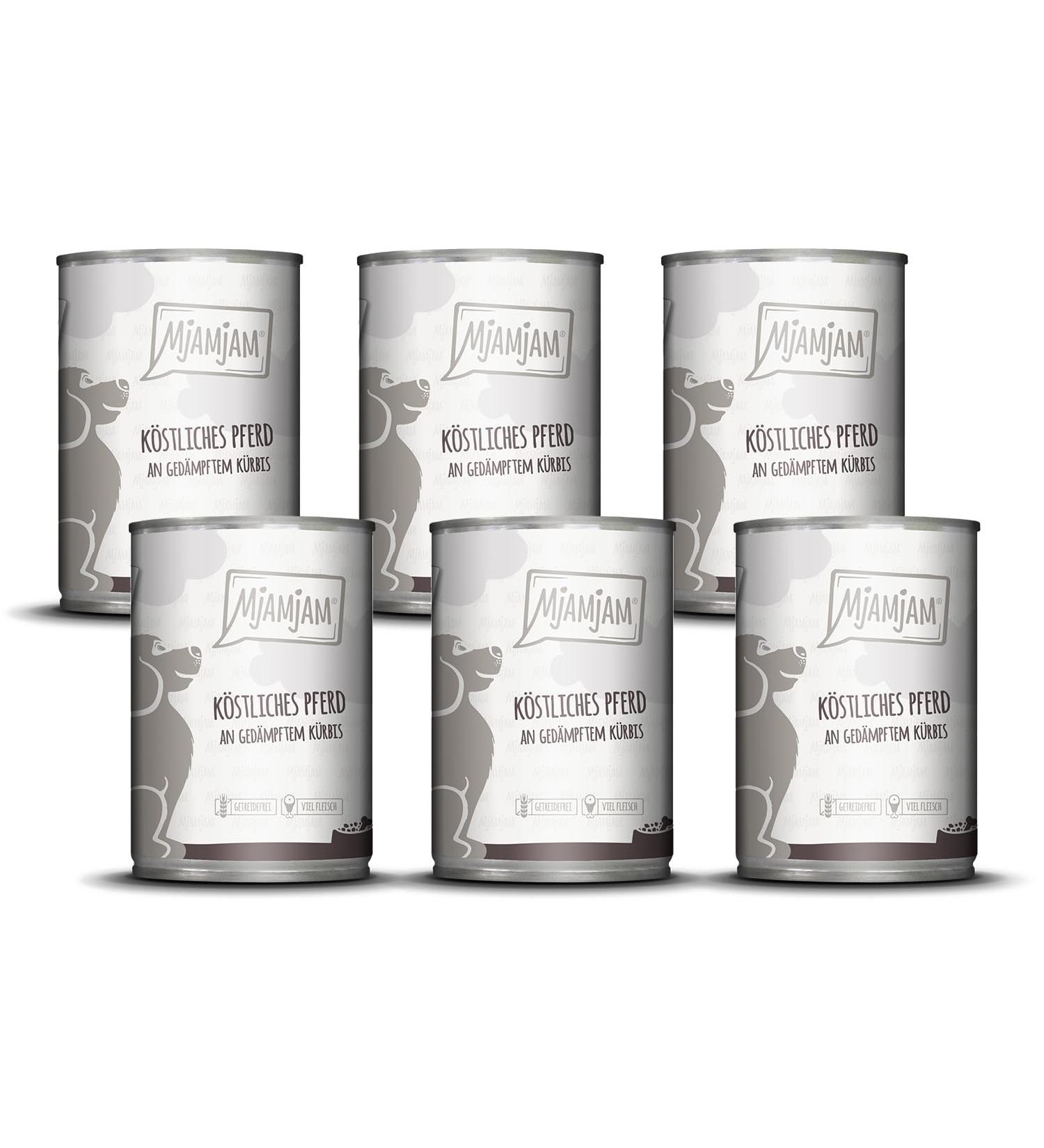 MjAMjAM - Premium Wet Dog Food - Delicious Horse with Steamed Pumpkin, 6 Pack (6 x 400g), Grain Free with Extra Meat