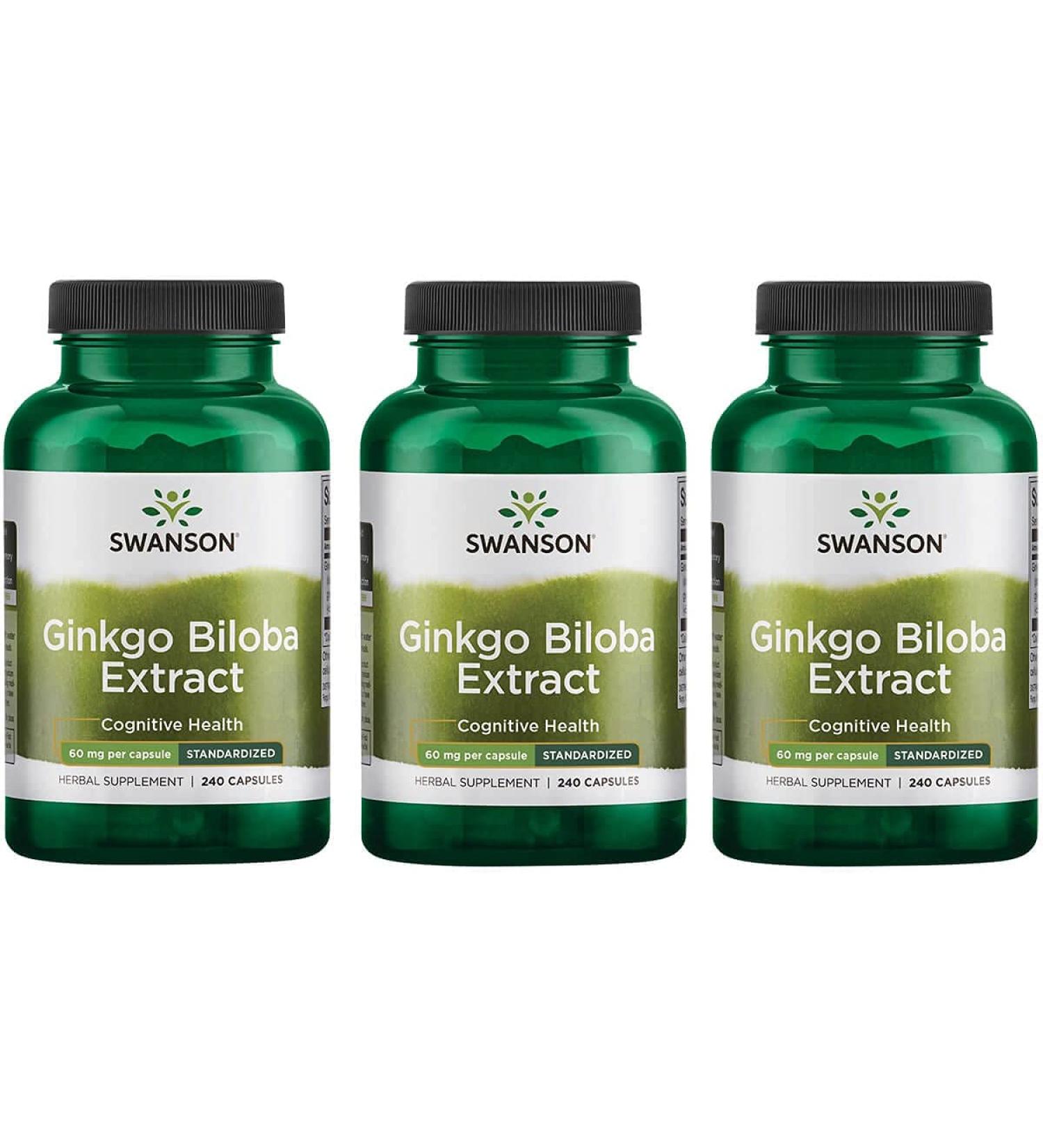 Swanson Ginkgo Biloba Extract 60 mg - 240 Capsules | Boost Memory & Focus - Buy Online on GoSupps.com