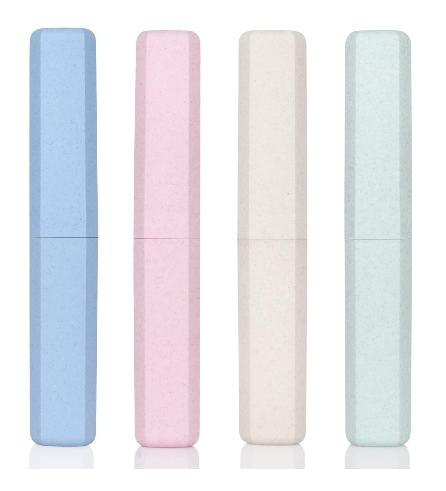 Fowect Toothbrush Case Travel Cover | 4 Holder Plastic Storage Box for Vacation Camping & Business Travel - Buy Online on GoSupps.com