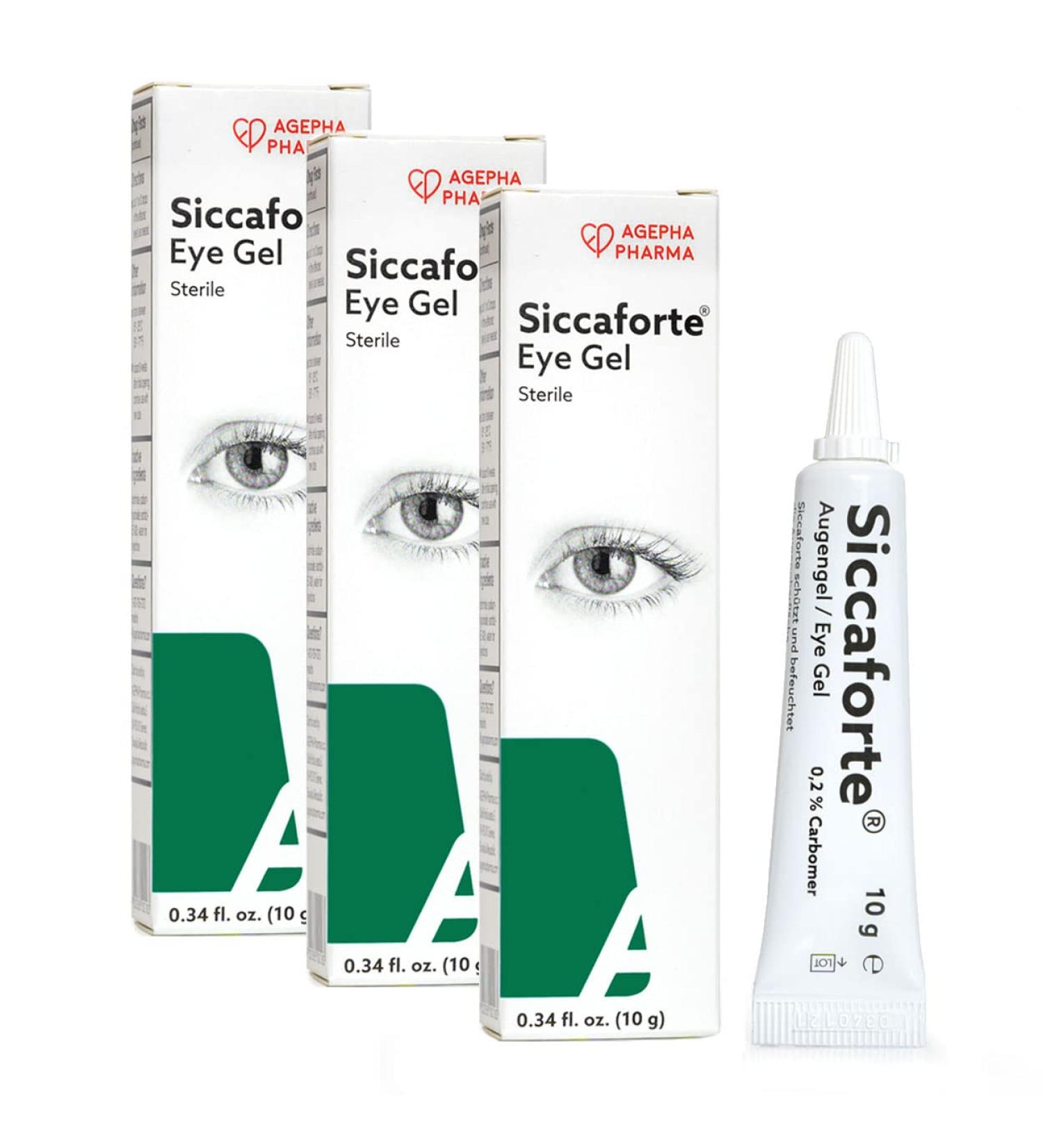 Siccaforte Eye Gel for Dry Eyes - Intensive Carbomer Gel for Moisturizing, Healing & Soothing Irritated Eyes - Daytime Use for Long-Term Relief (Pack of 3) - 0.35 oz - Buy Online on GoSupps.com