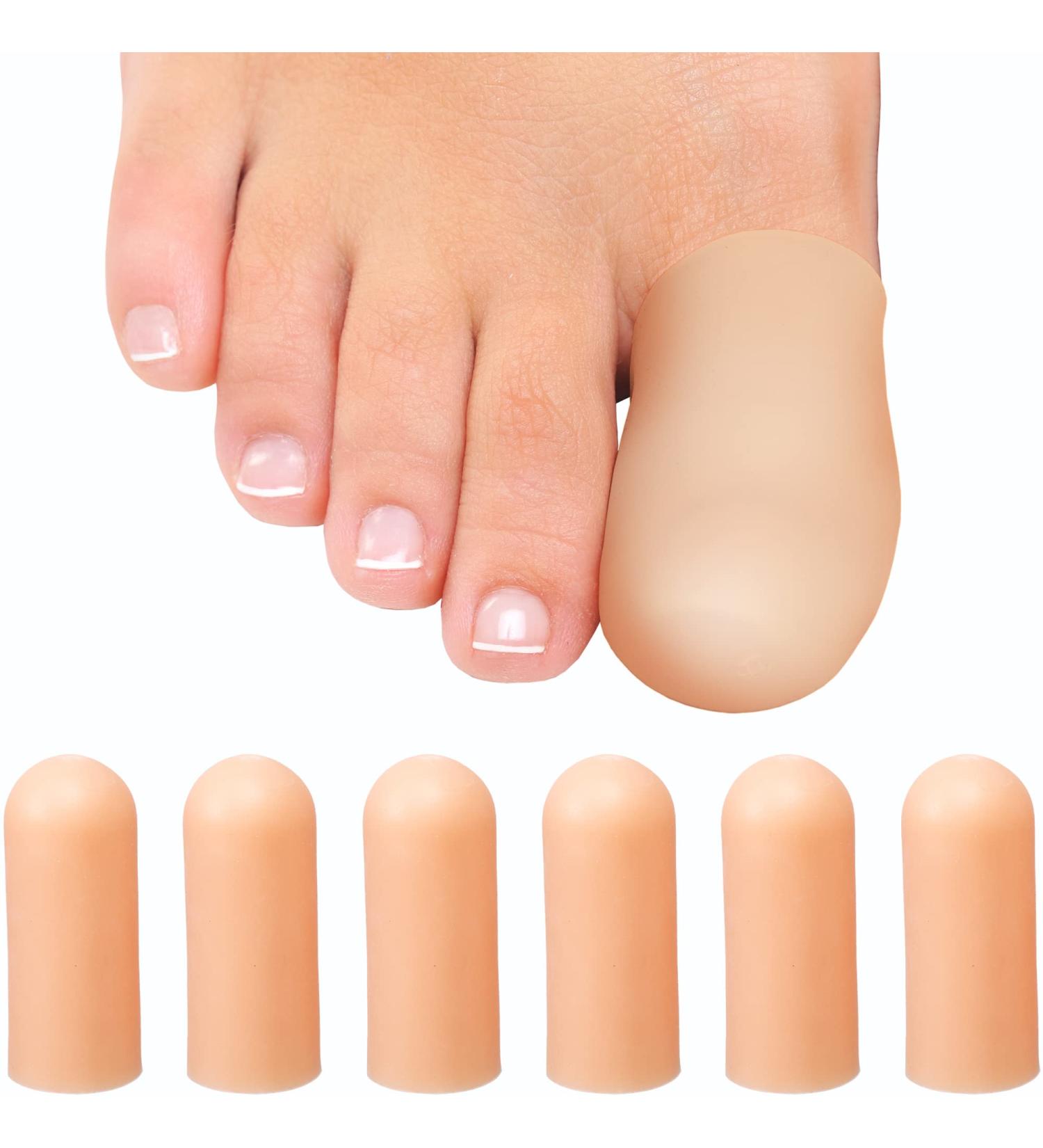 Homergy Silicone Toe Cap - 6 Large Toe Protectors for Toenail Relief & Comfort - Corns, Calluses, Blisters, Hammer Toes - Men & Women (Beige, Pack of 6) - Buy Online on GoSupps.com