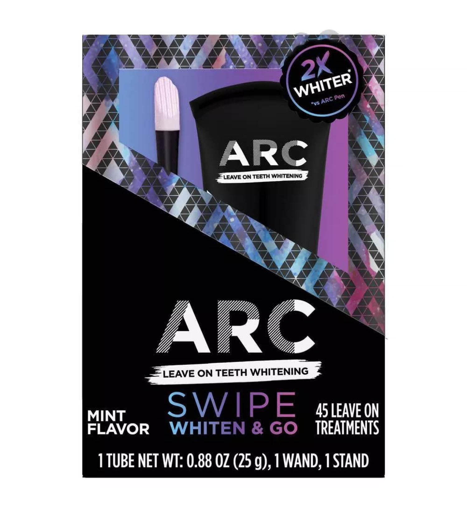 ARC Leave on Teeth Whitening, 45 Treatments, 1 Wand and 1 Stand, Mint Flavor