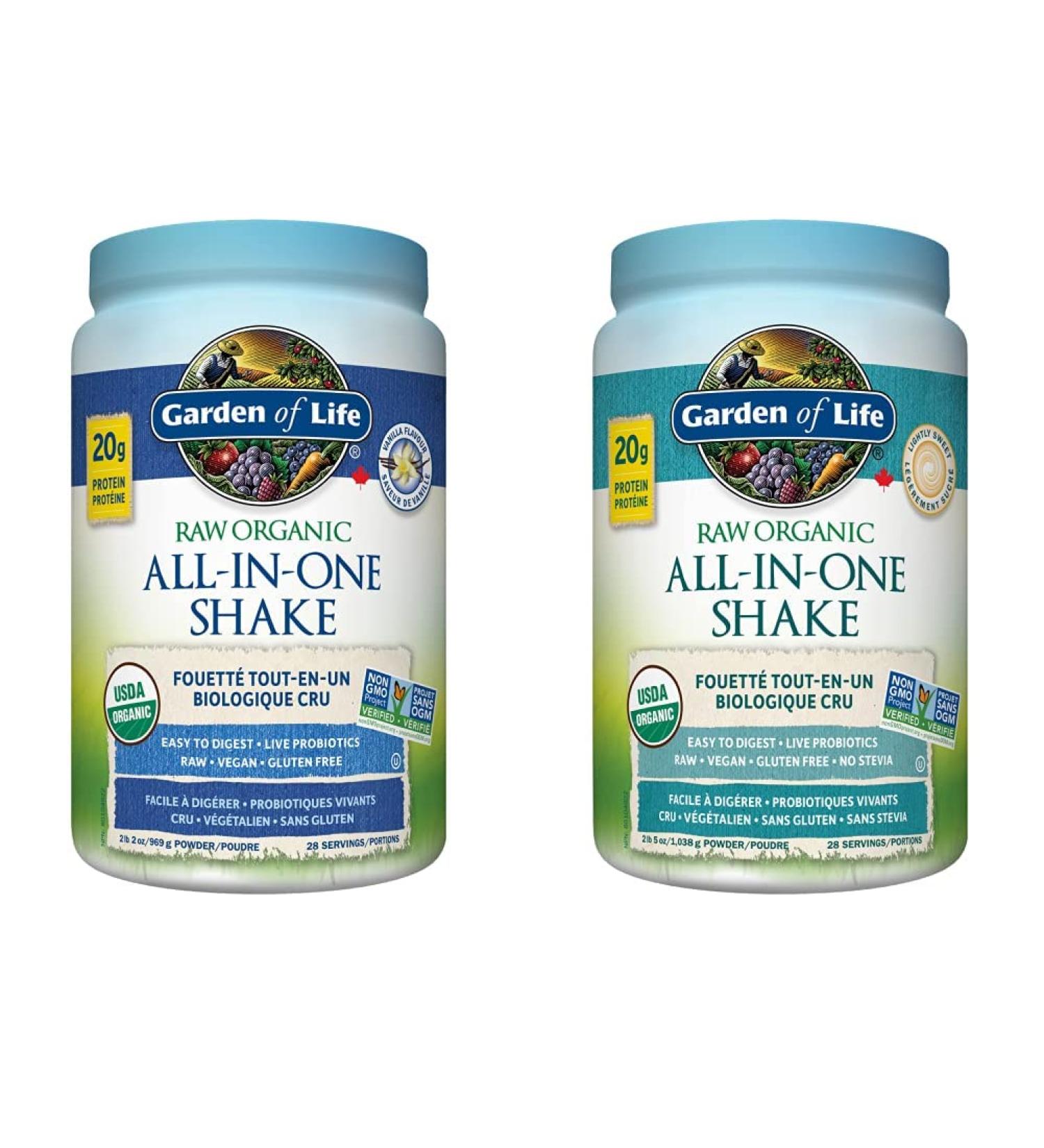Garden of Life Raw All-in-One Nutritional Shake Vanilla + Lightly Sweet (28 servings each) - Buy Online on GoSupps.com