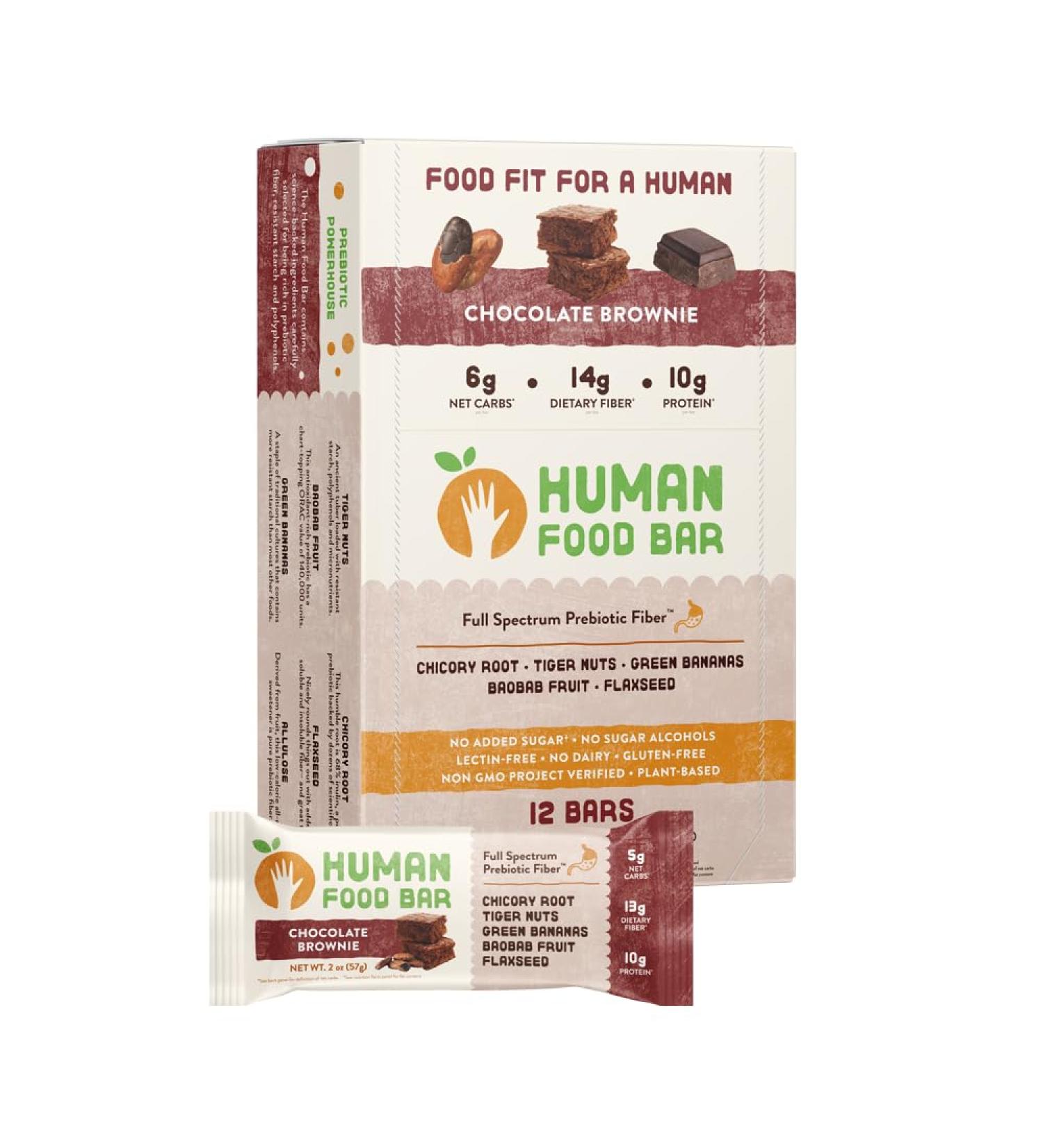 Human Food Bar | Chocolate Brownie Flavored Nutrition Bar (12 Count) - Buy Online on GoSupps.com