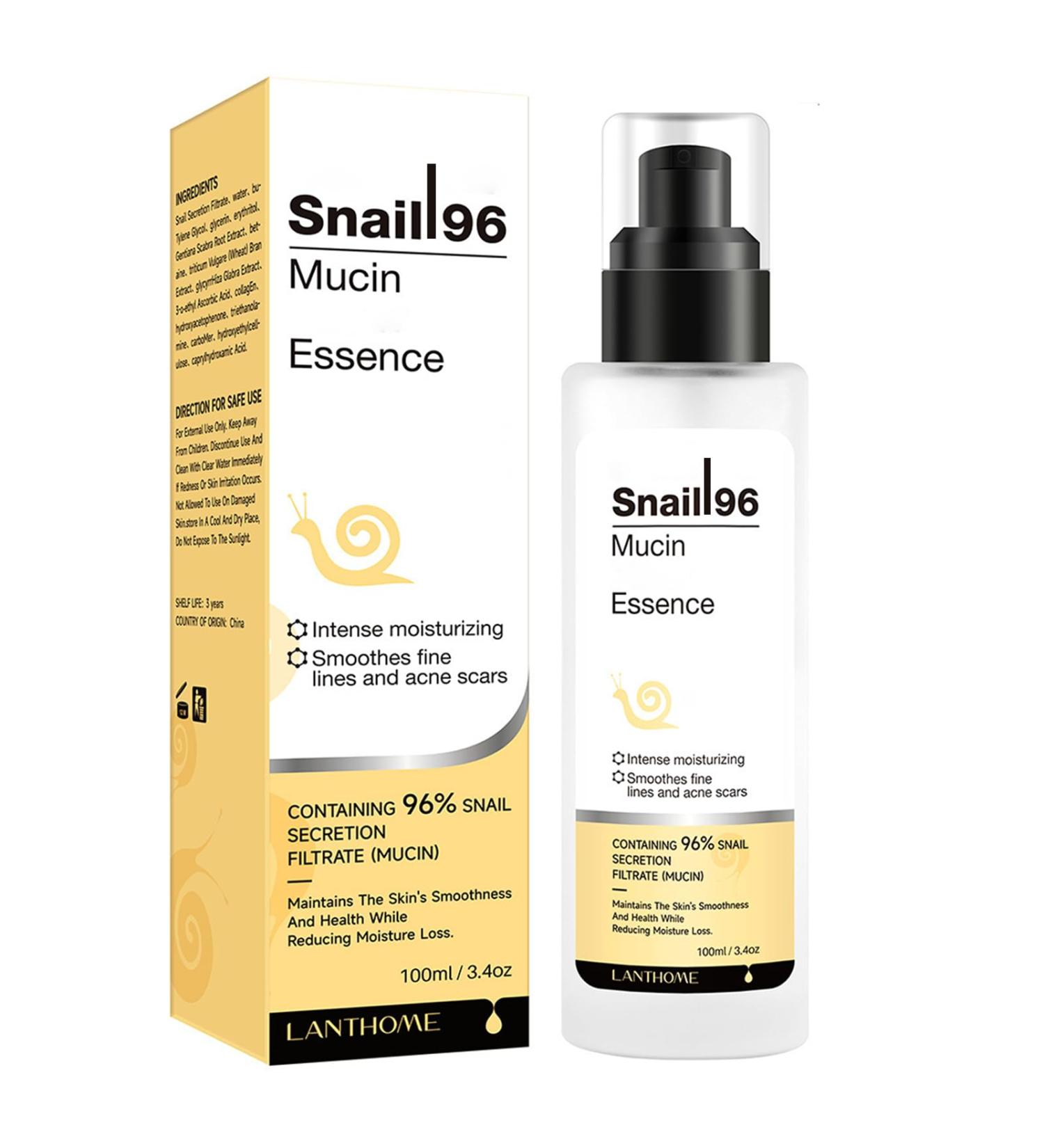Snail Mucin Essence - Snail Mucin Serum 100ml - Hyaluronic Acid Serum for Face - Snail Mucin Moisturiser - Skin Repair & Hydrating Serum - Dark Spot Remover for Face - Moisturing Smoothes Fine Lines - Buy Online on GoSupps.com