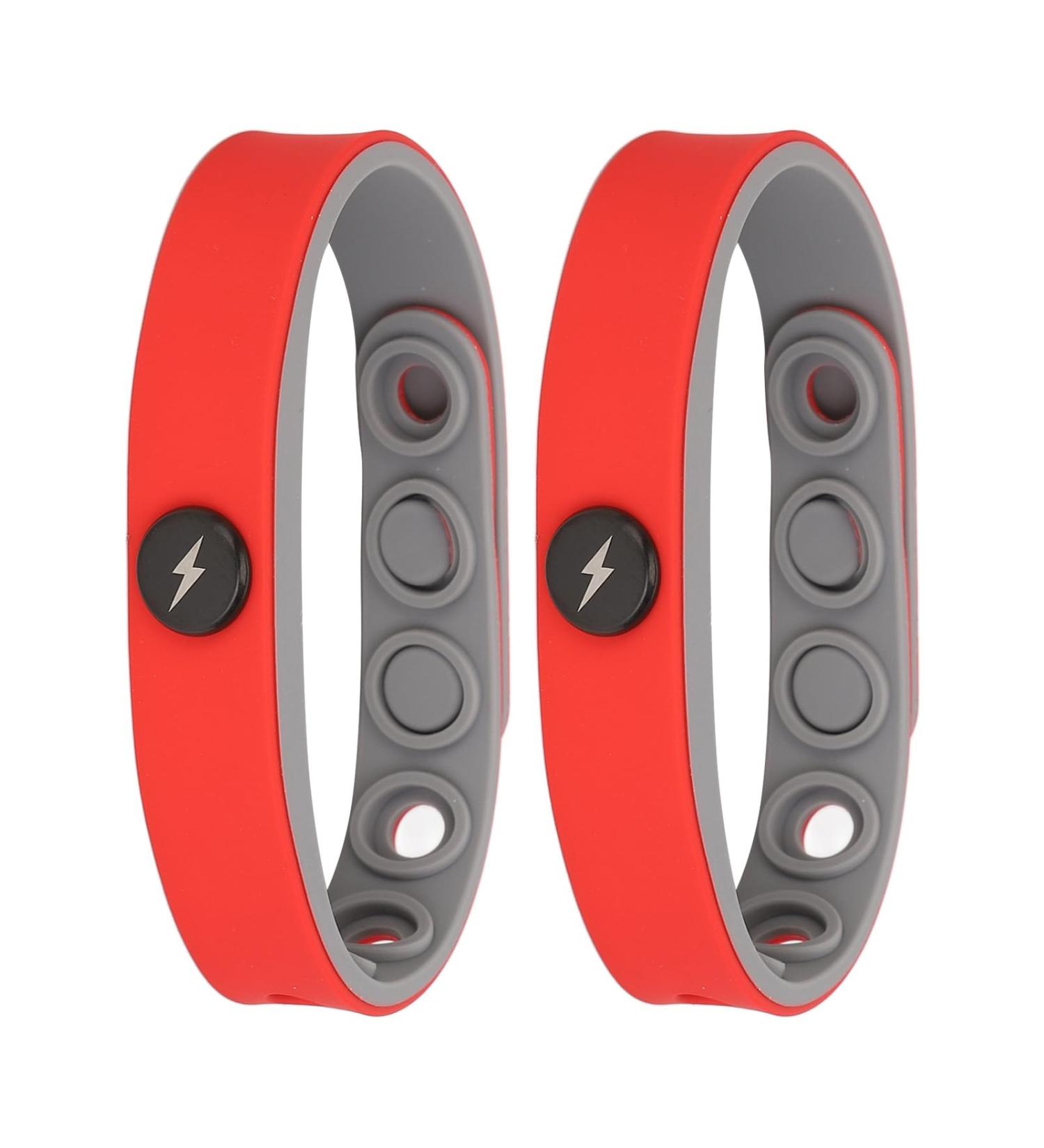Saluaqui 2 Pack Anti-Static Wireless Negative Ion Bracelets - Washable Silicone Sports Wristbands (Red) - Buy Online on GoSupps.com